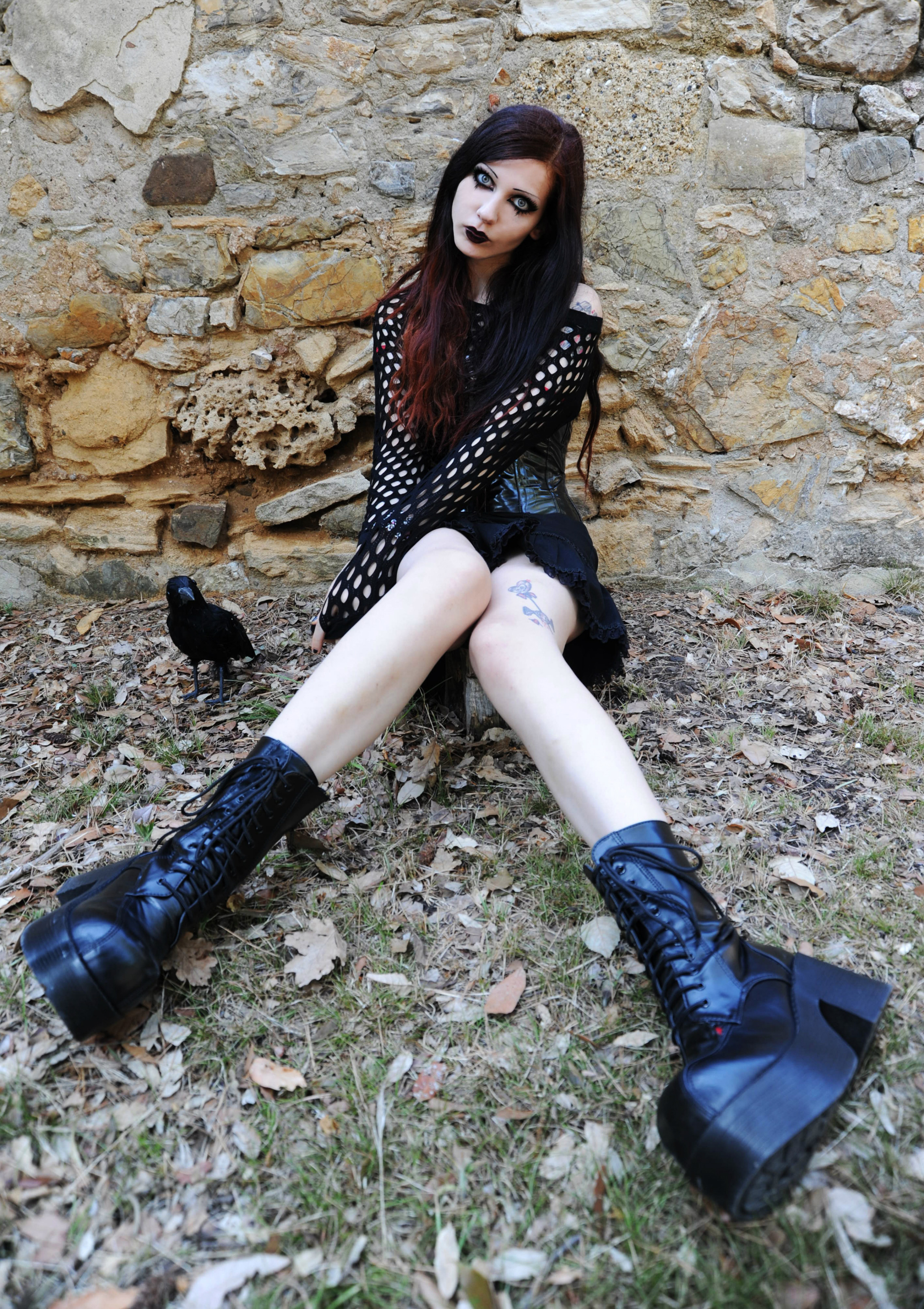 Gothic Black Boots Women CradleOfDoll Goths Alternative Subculture Frontal View 2000x2833
