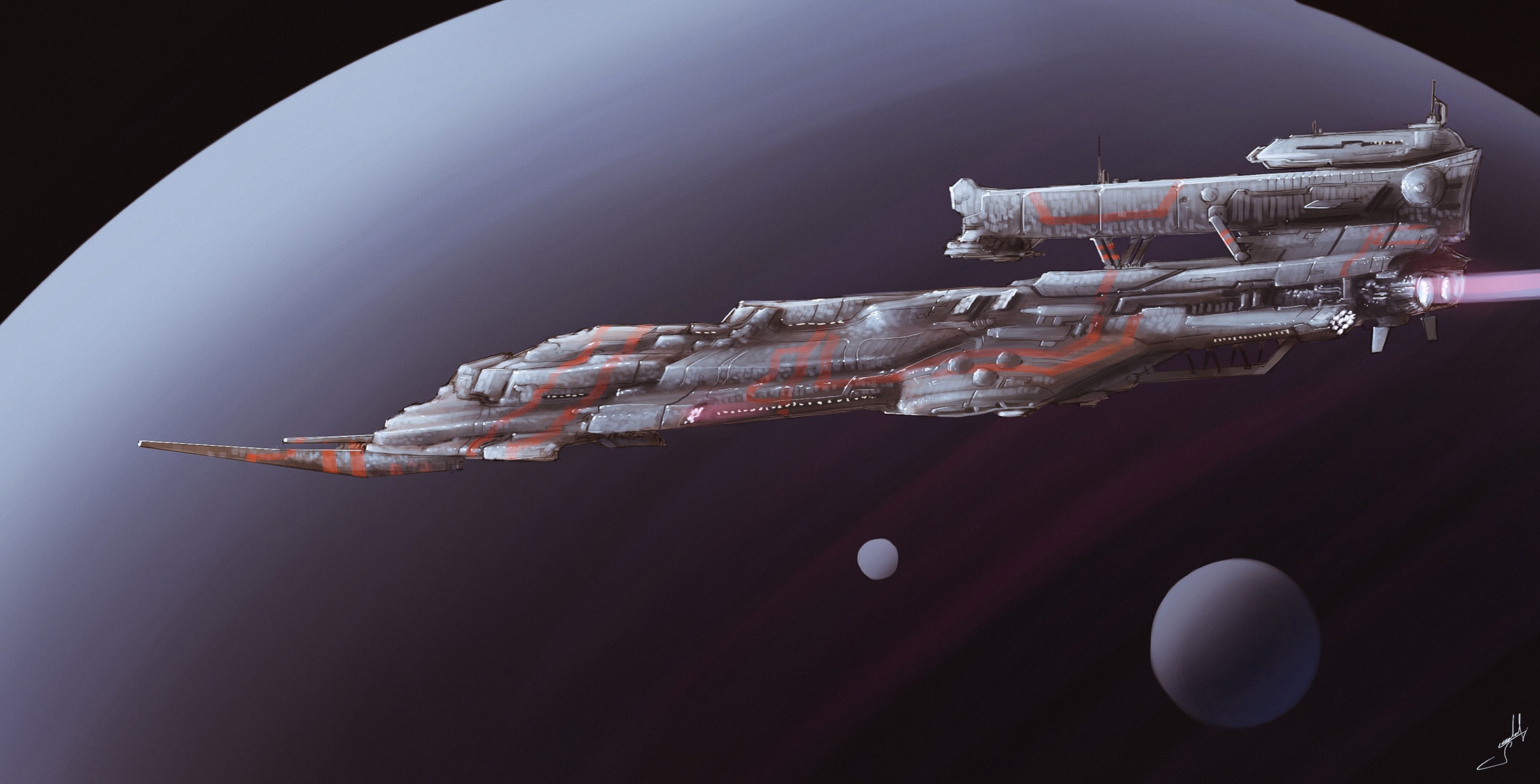 Dmitrii Ustinov Spaceship Artwork Science Fiction 2200x1120