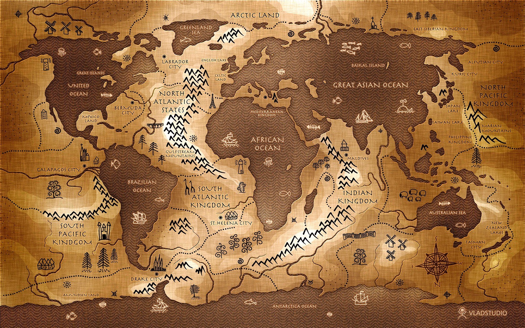 Map Inverted Vladstudio World Map 1680x1050