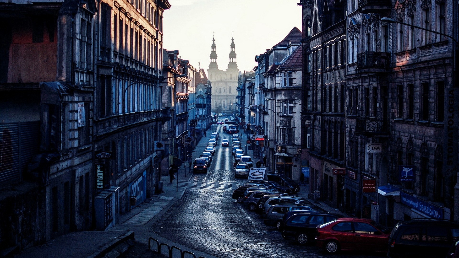 Cityscape Poznan Poland Church Street Morning Polish 1920x1080