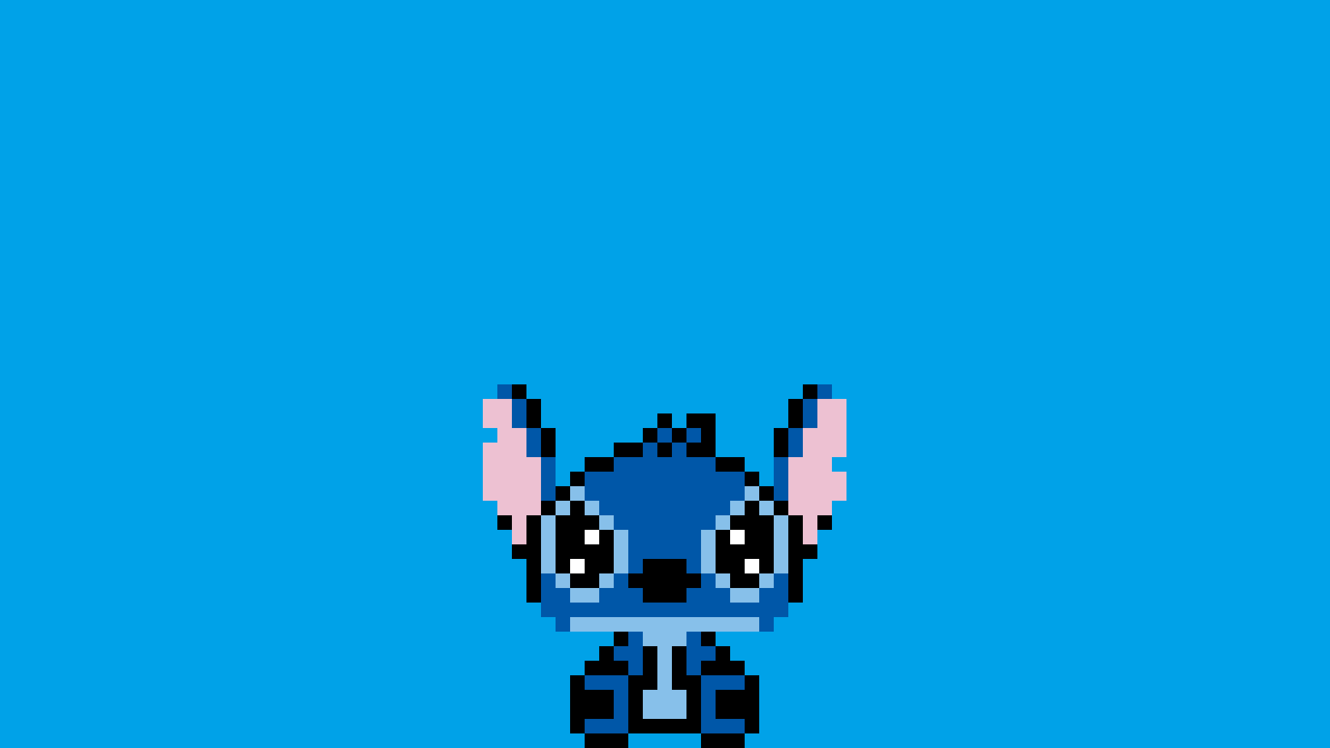 Lilo And Stitch Stitch Blue Pixel Art Pixels Cyan Cyan Background 1920x1080