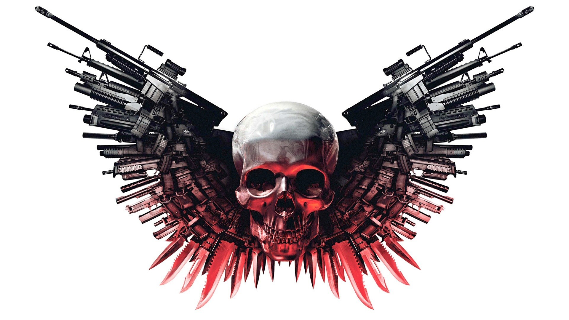 The Expendables Weapon Gun Skull 1920x1080