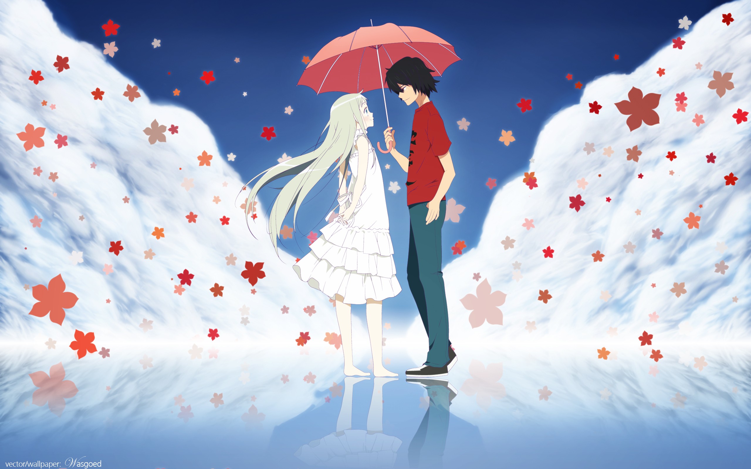 Ano Hi Mita Hana No Namae Wo Bokutachi Wa Mada Shiranai Anime Umbrella Anime Girls Anime Boys 2560x1600