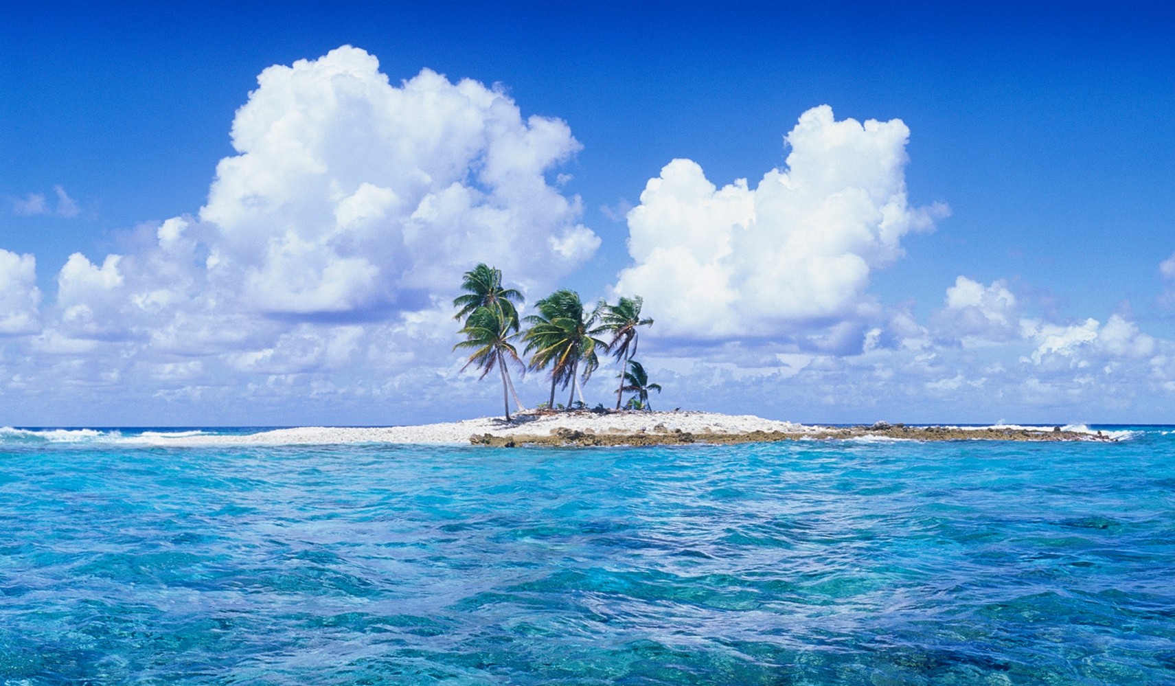 Tropical Atolls Sea Clouds Beach Water Nature Landscape 1711x999