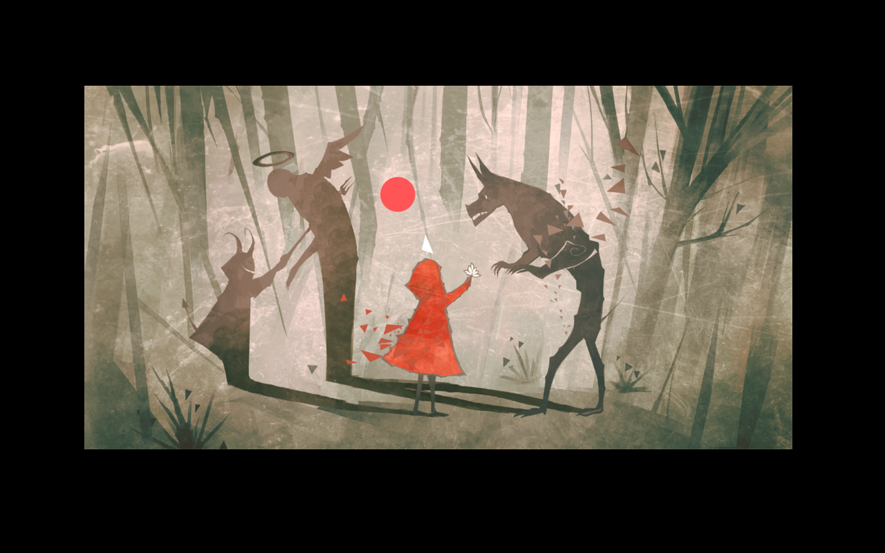 Digital Art Wolf Little Red Riding Hood Shadow Books 1280x800