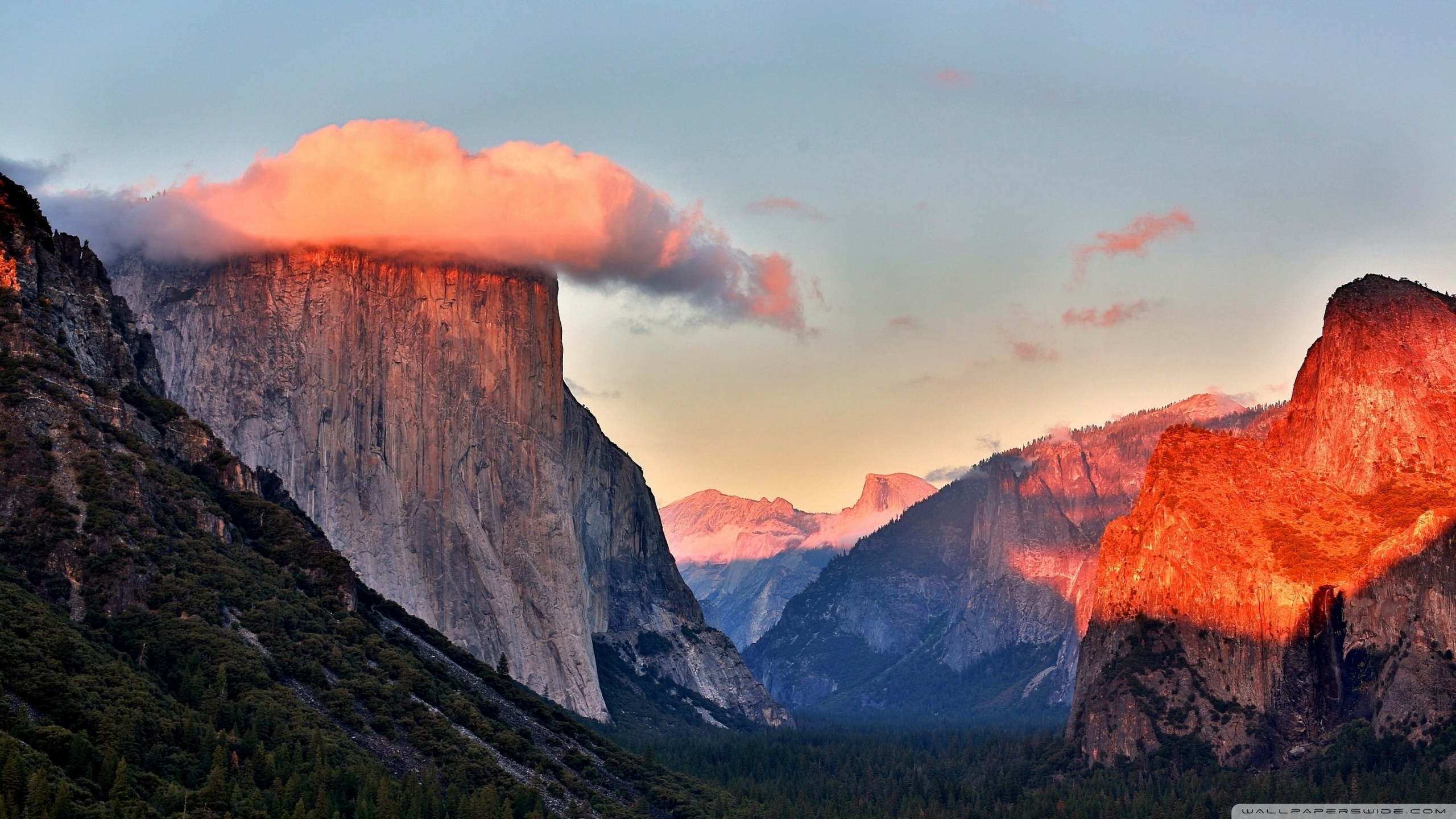 Landscape Mountains Valley Watermarked Yosemite National Park El Capitan 2560x1440