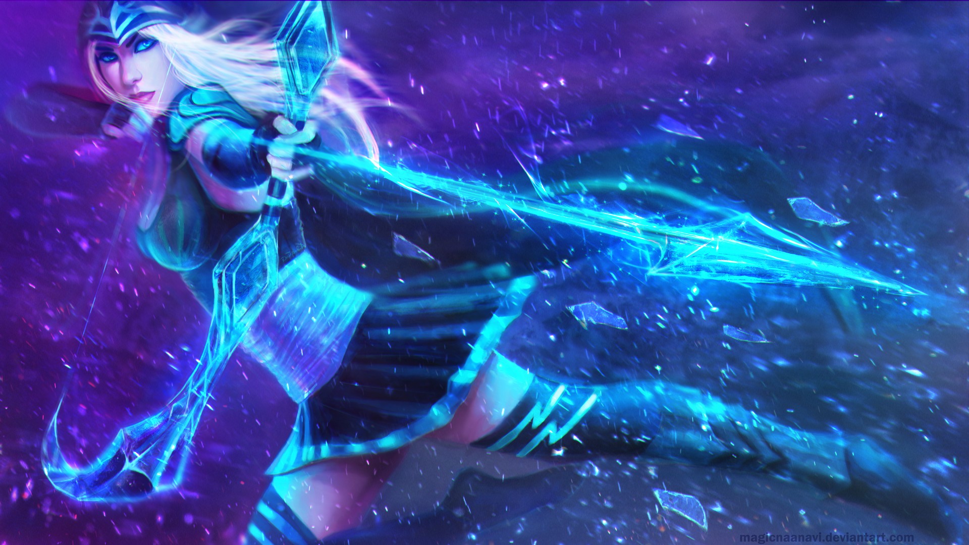 Anime Girls Anime Realistic Render League Of Legends Ashe MagicnaAnavi Bow And Arrow Short Skirt Vid 1920x1080