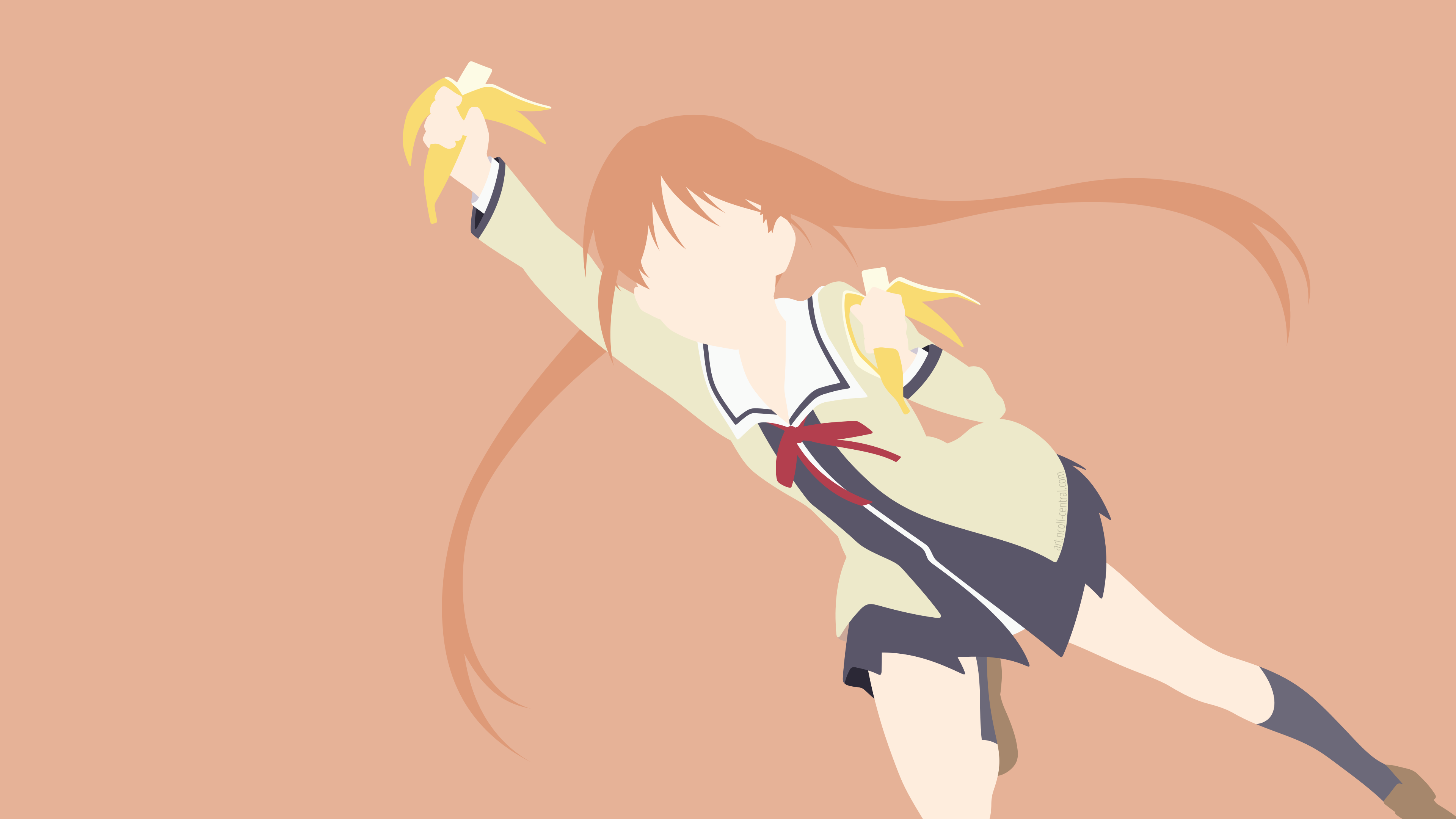 AHO GiRL Hanabatake Yoshiko Bananas Minimalism Simple Background Anime Girls 3840x2160