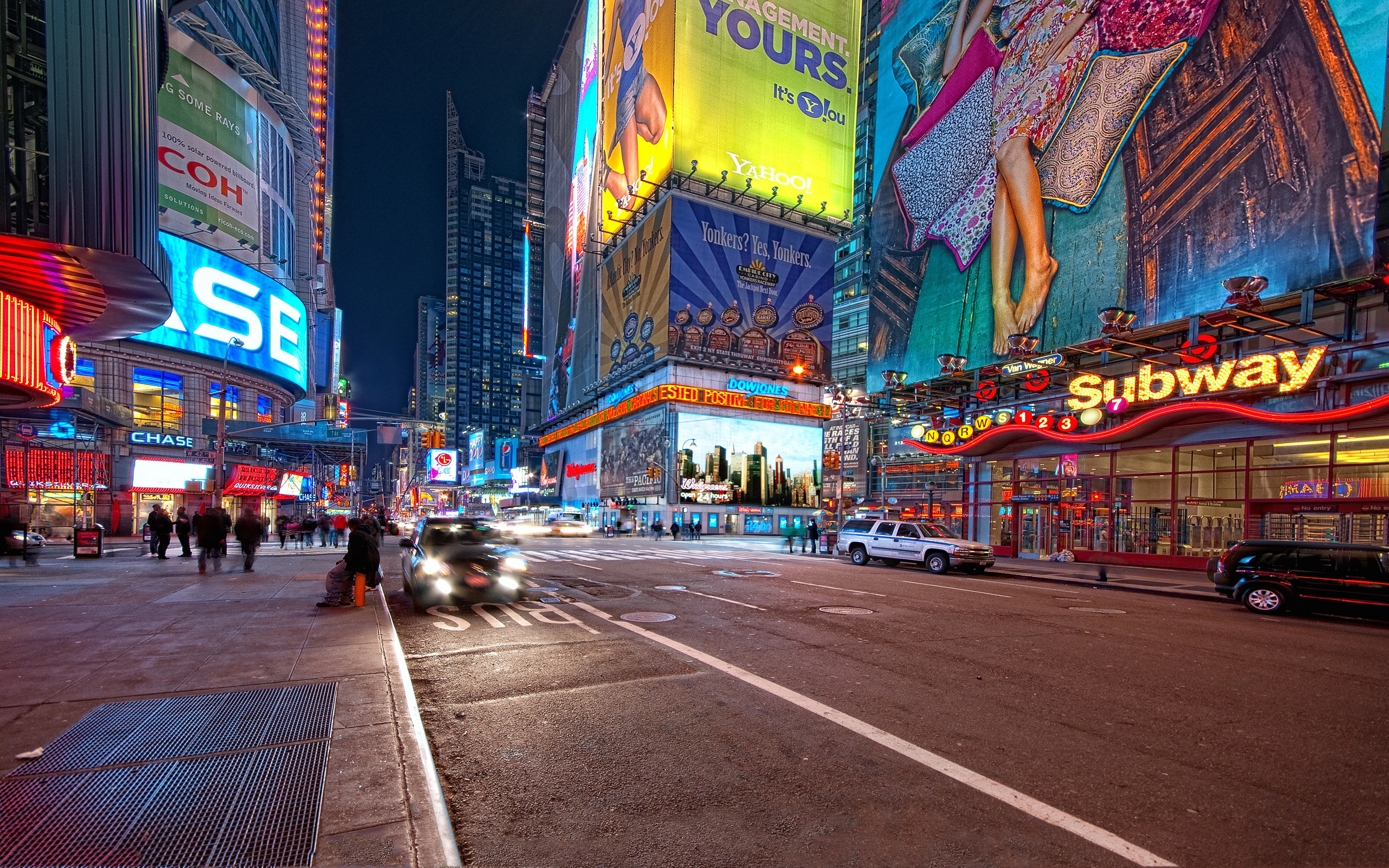 New York City Times Square Street Light Cityscape Night City 2560x1600