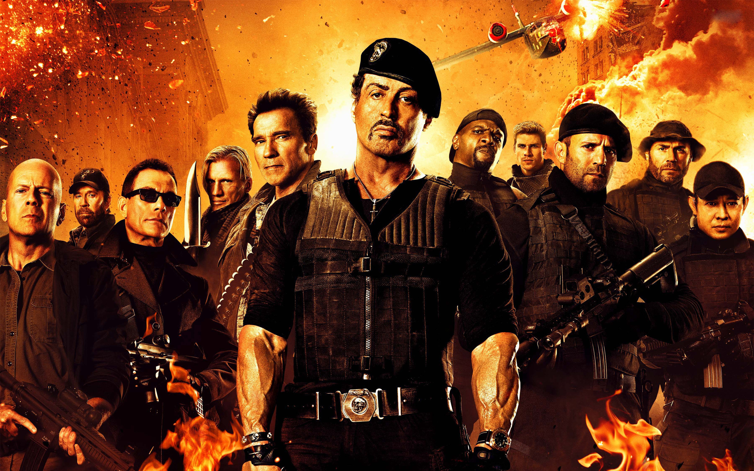 The Expendables 2 Barney Ross Sylvester Stallone Arnold Schwarzenegger Trench The Expendables Gunnar 2560x1600