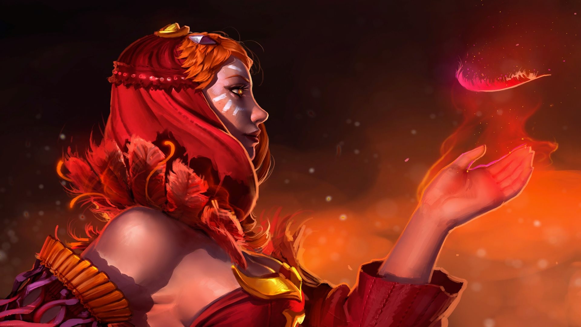 Defense Of The Ancient Dota Dota 2 Valve Valve Corporation Hero Video Games Lina Fire 1920x1080