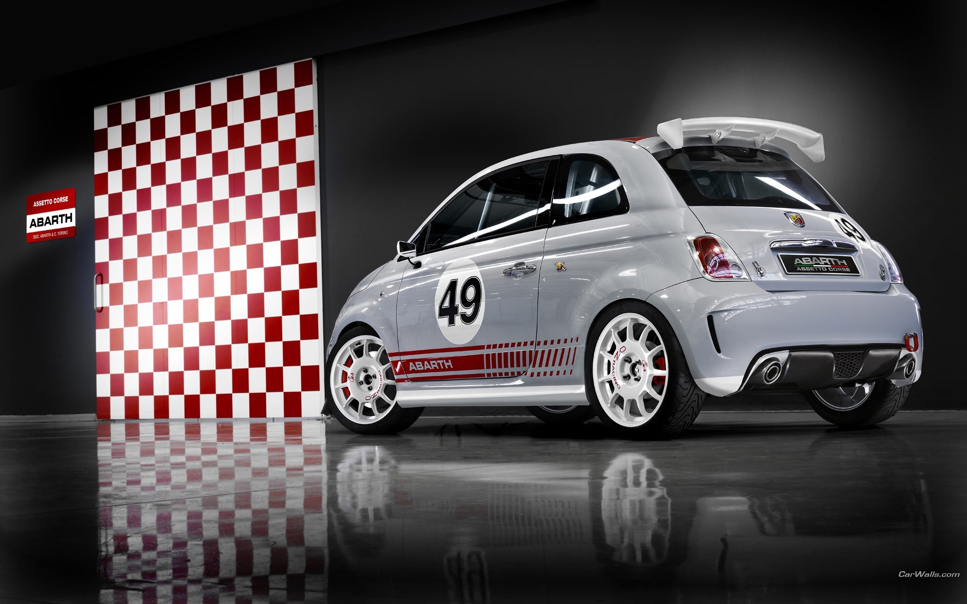 Car Vehicle Numbers White Cars Reflection Red Abarth 1920x1200