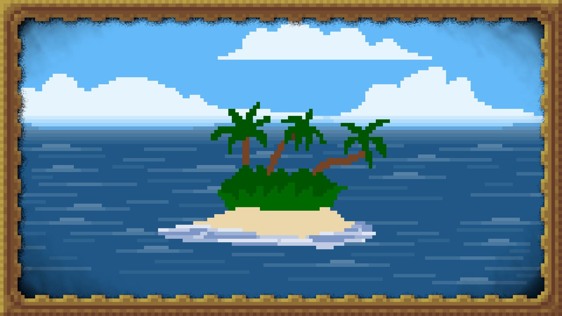 Digital Art Nature Pixel Art Island Sea Palm Trees Clouds Picture Frames Simplicity 1920x1080