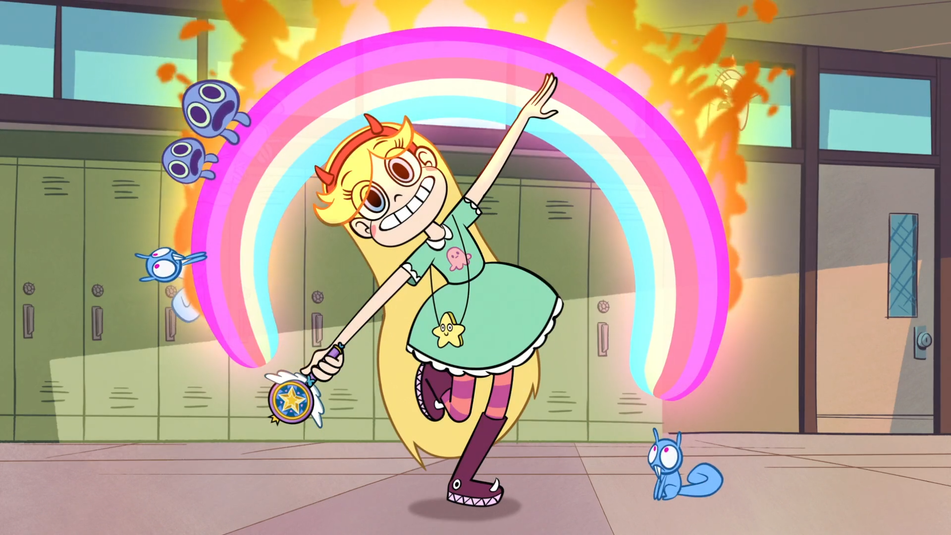 Series Star Vs The Forces Of Evil Skirt Star Butterfly Blue Eyes Animation Rainbows Fire Chipmunk 1920x1080