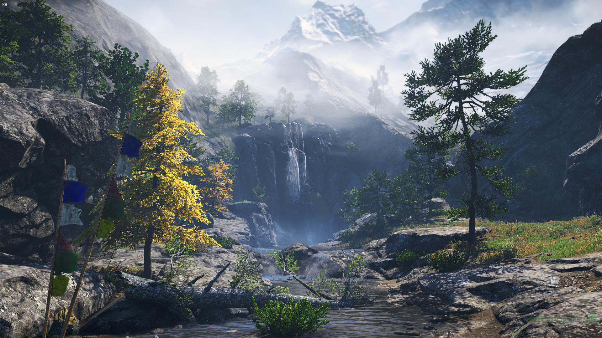 Himalayas Mountains Forest Forest Clearing Waterfall Mountain Pass Half Dome Pine Trees Far Cry 4 Vi 1920x1080