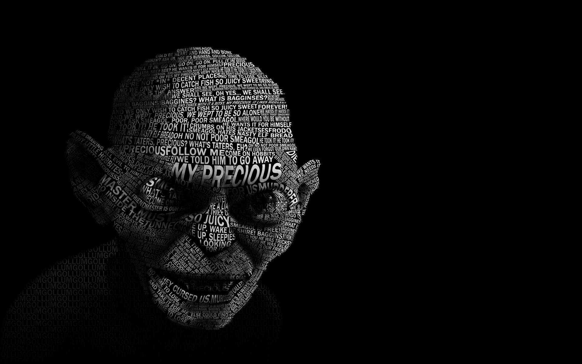 Typography Simple Background Gollum The Lord Of The Rings Black Background 1920x1200