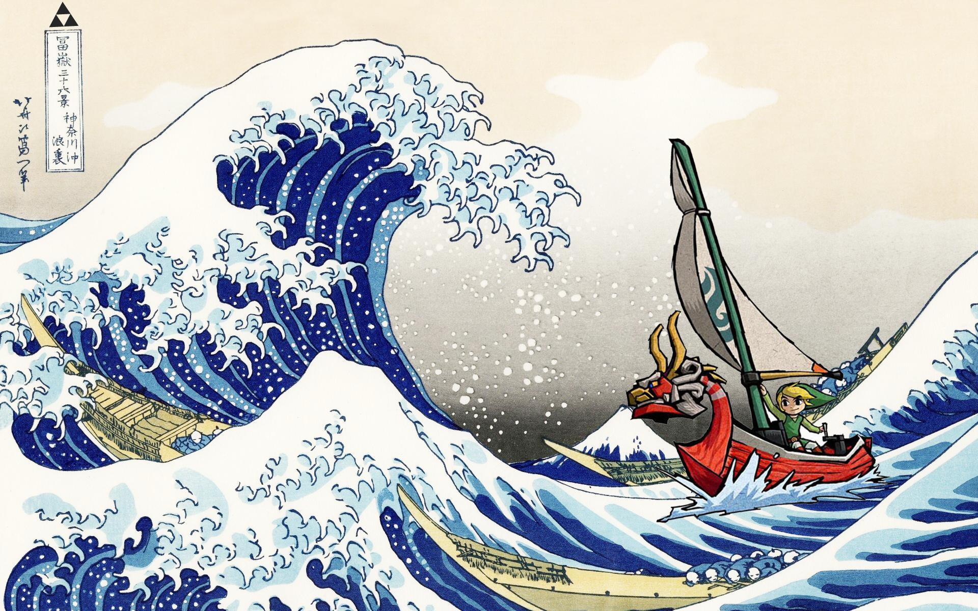 Link The Legend Of Zelda The Wind Waker The Great Wave Off Kanagawa 1920x1200