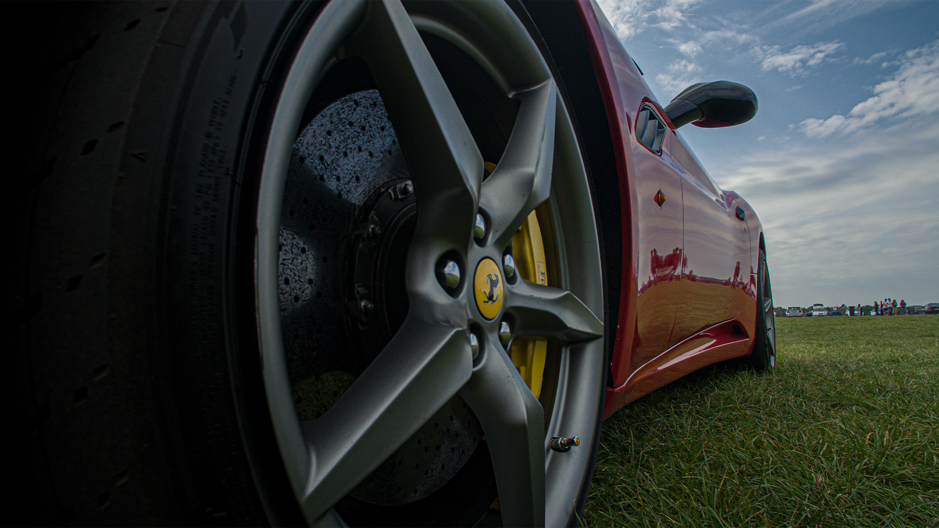 Car Ferrari Sports Car Photography Rims Italian Supercars Closeup Wheels Low Angle 1920x1080