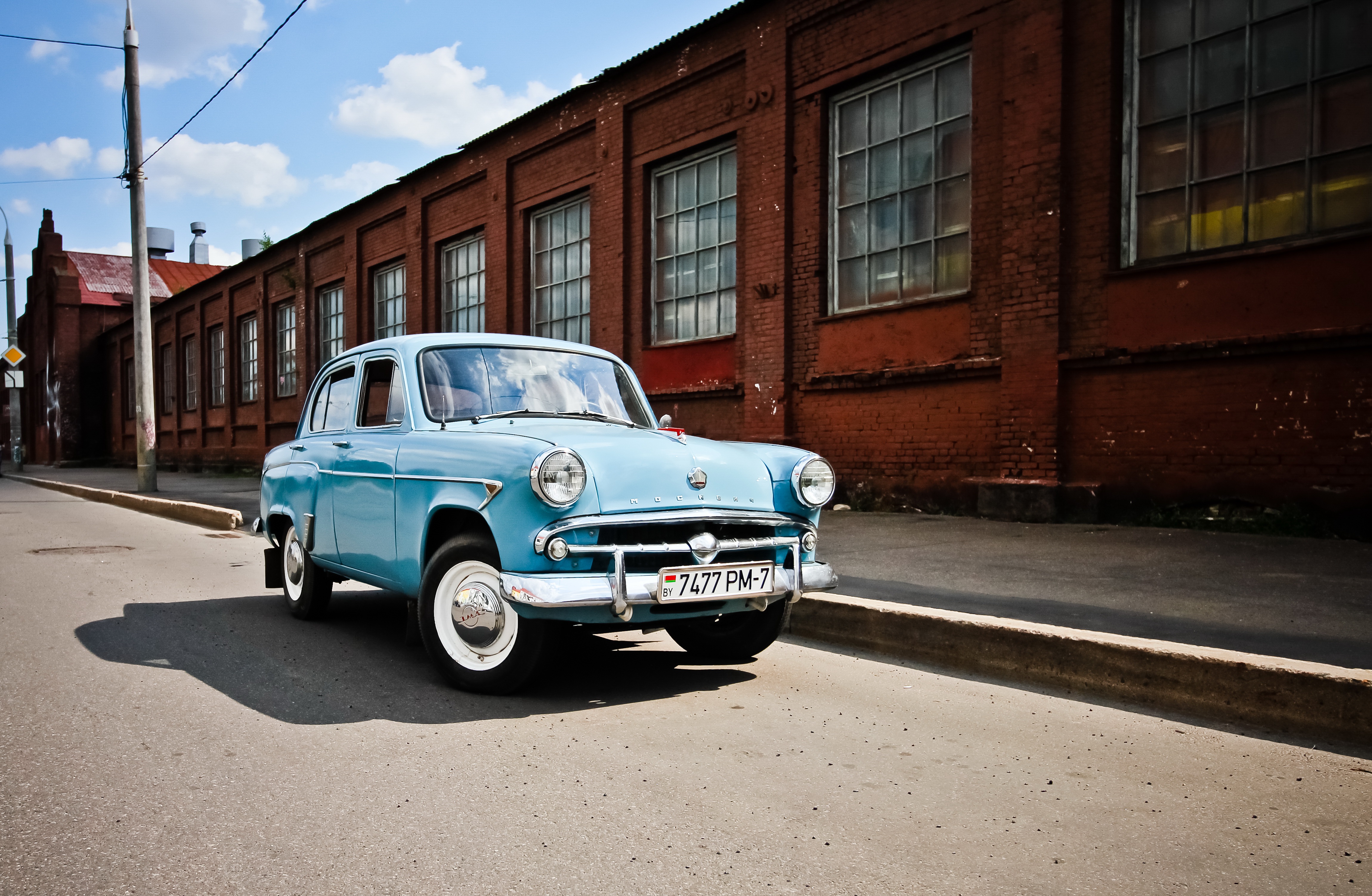 Blue Cars Old Car Vehicle Road Moskvich Vintage 4601x3006