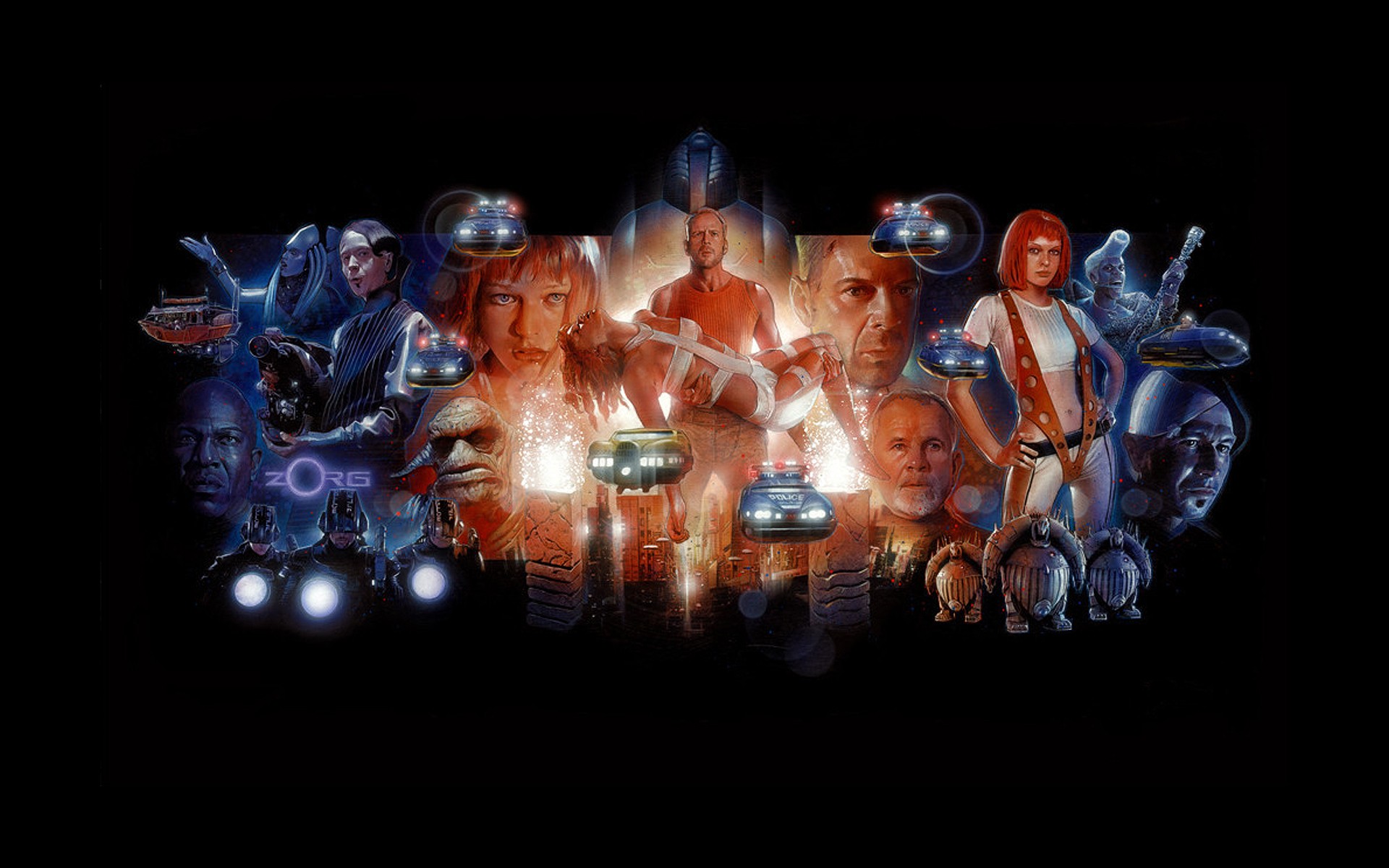 The Fifth Element Movies Bruce Willis Gary Oldman Science Fiction Fan Art Milla Jovovich Luc Besson 1920x1200