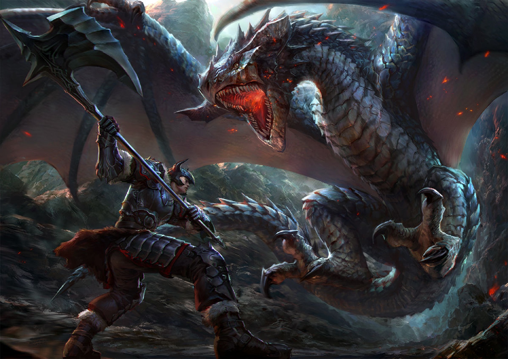 Dragon Wyvern Battle Dragon Attack 1680x1187