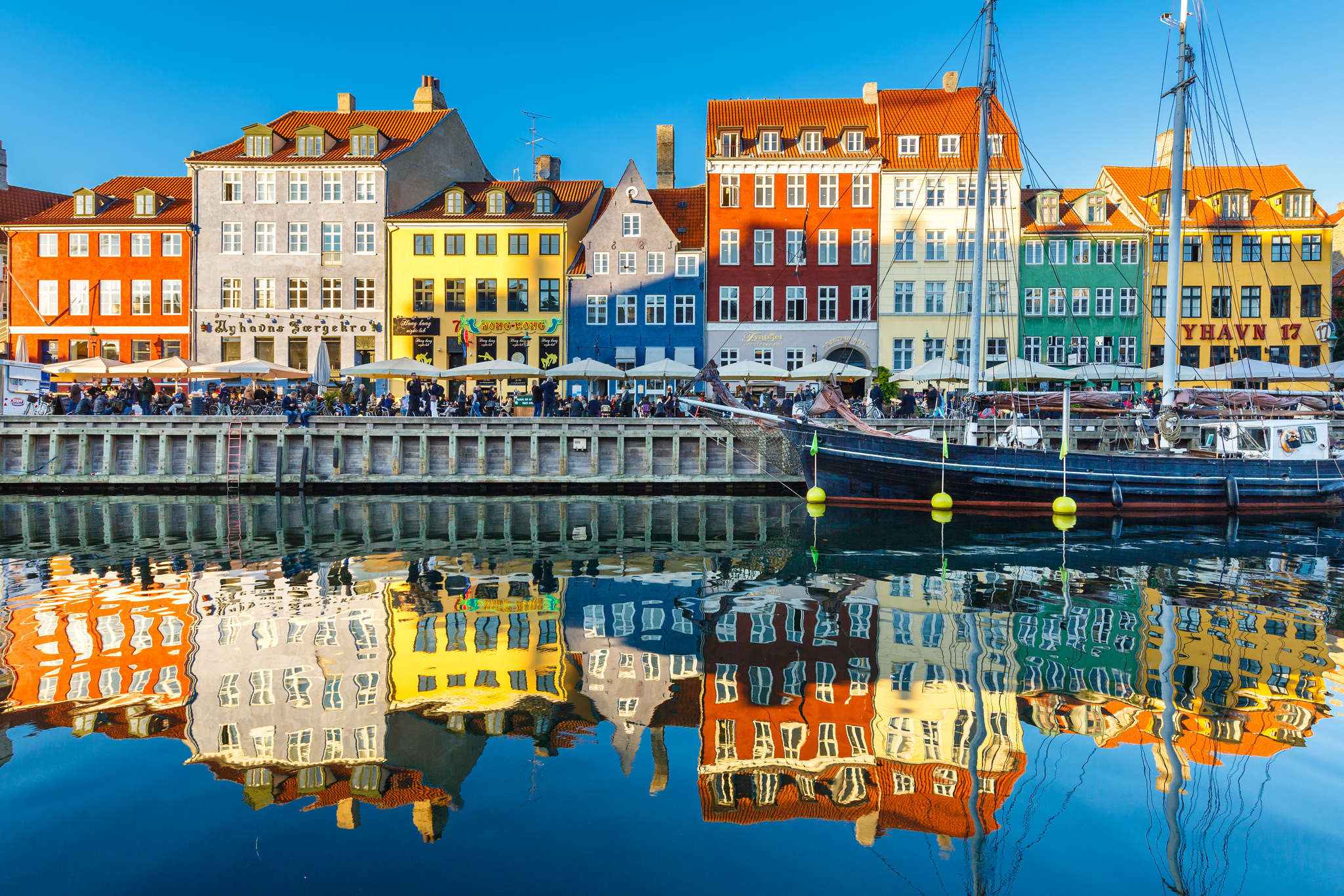 Man Made Copenhagen House City Colors Colorful Reflection Boat 2048x1365