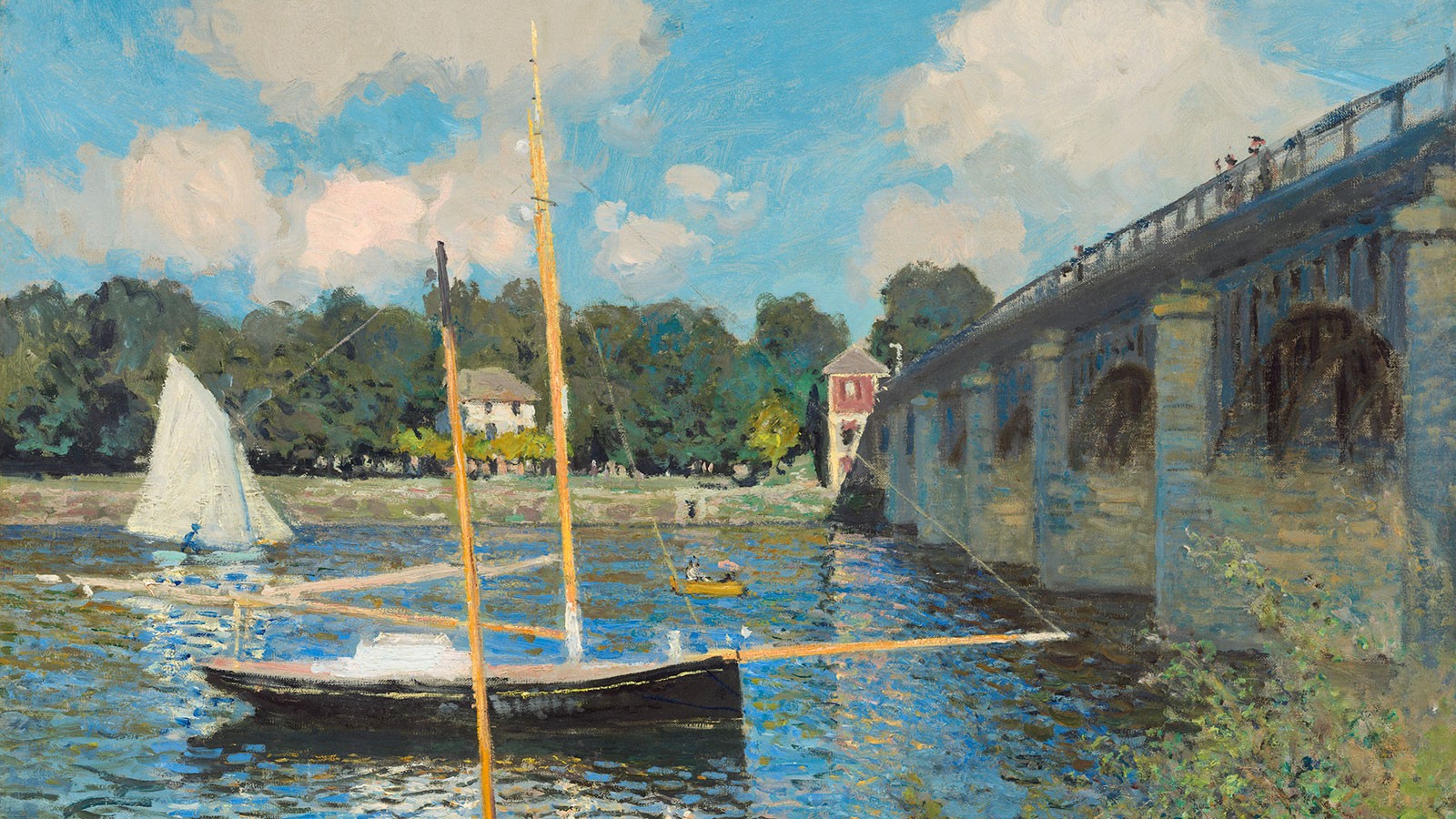 Claude Monet Painting Bridge River France Classic Art 1600x900