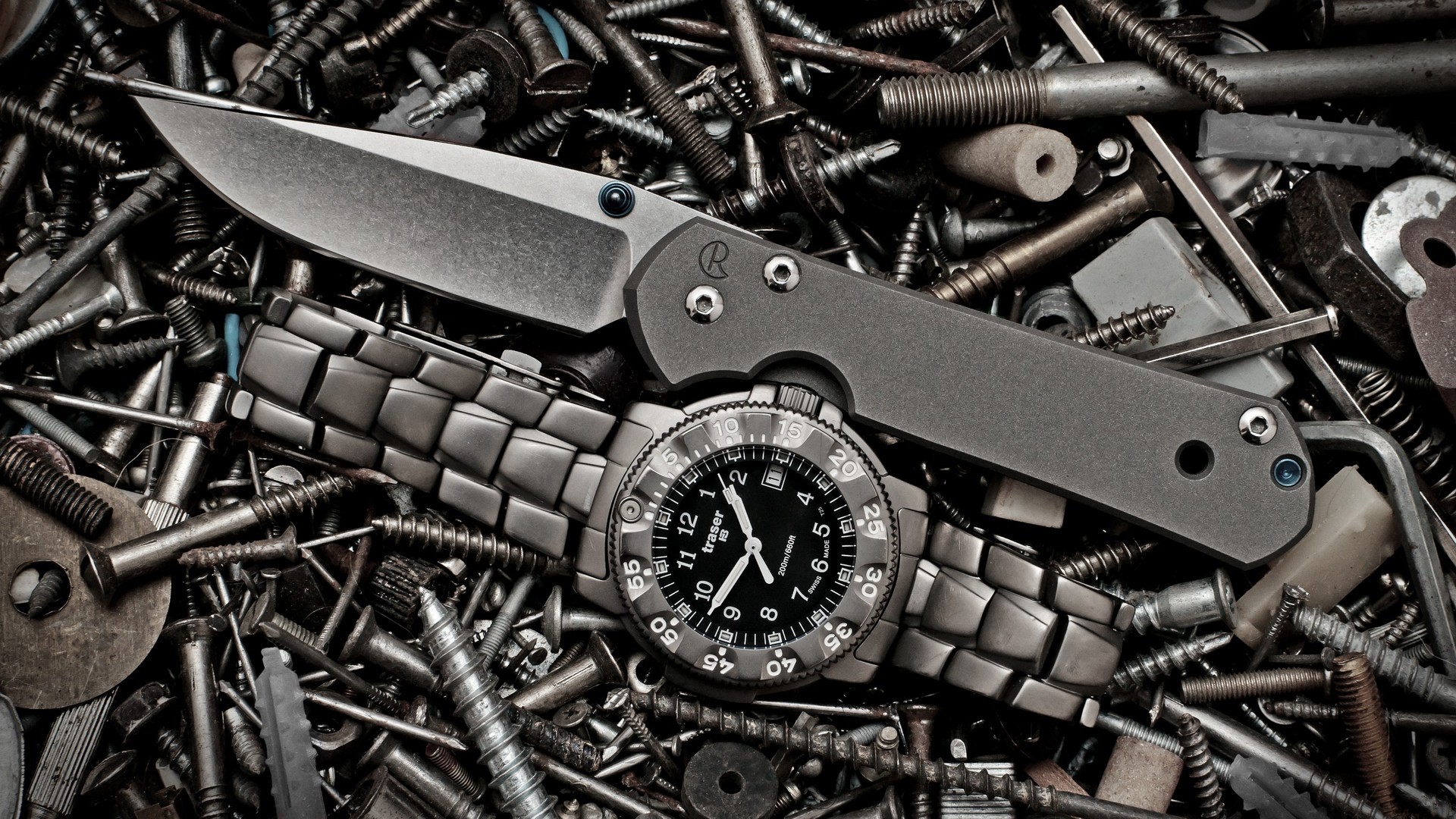 Watch Knife Screws Chris Reeve Knives Sebenza Traser Watch 1920x1080