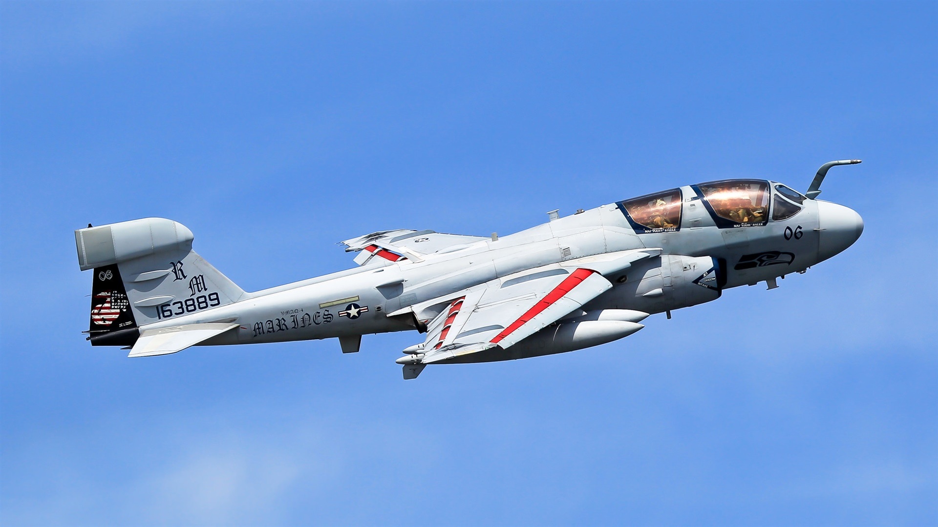 Airplane Flying Clear Sky Sky Blue Northrop Grumman EA 6B Prowler US Marines 1920x1080
