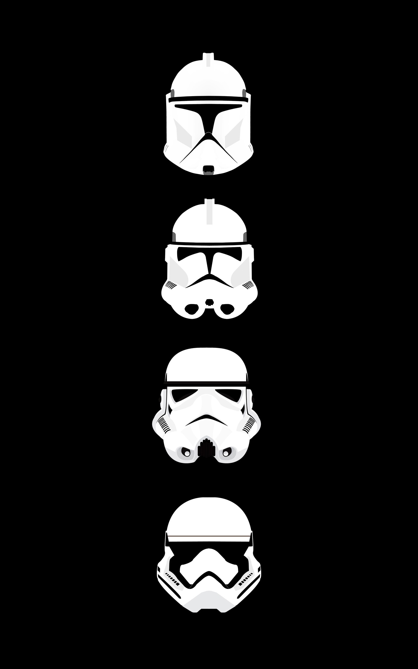 Star Wars Clone Trooper Stormtrooper Helmet Minimalism Black Portrait Display Evolution 1600x2560