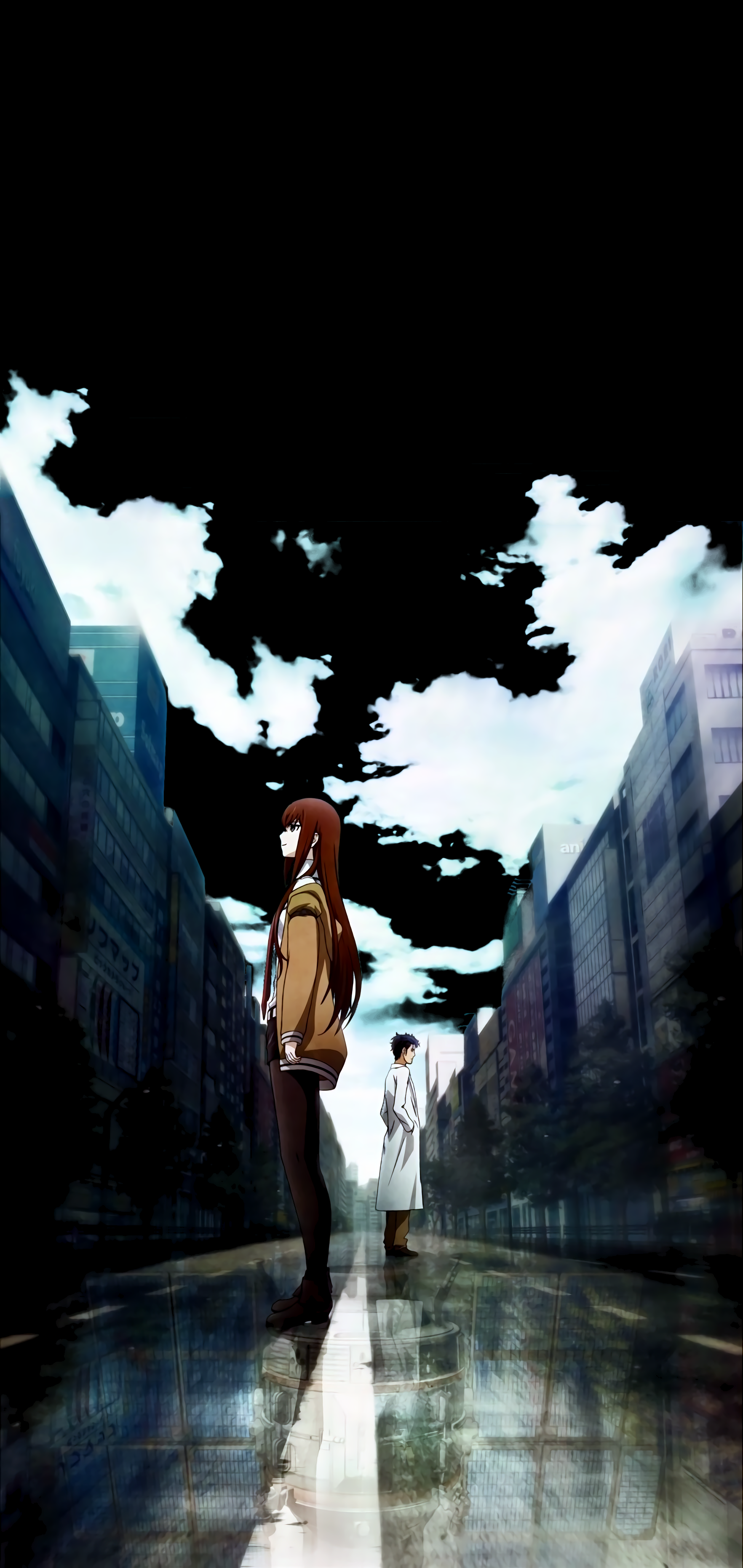 Steins Gate Dark Vertical Okabe Rintarou Anime Girls Anime Makise Kurisu 1764x3724