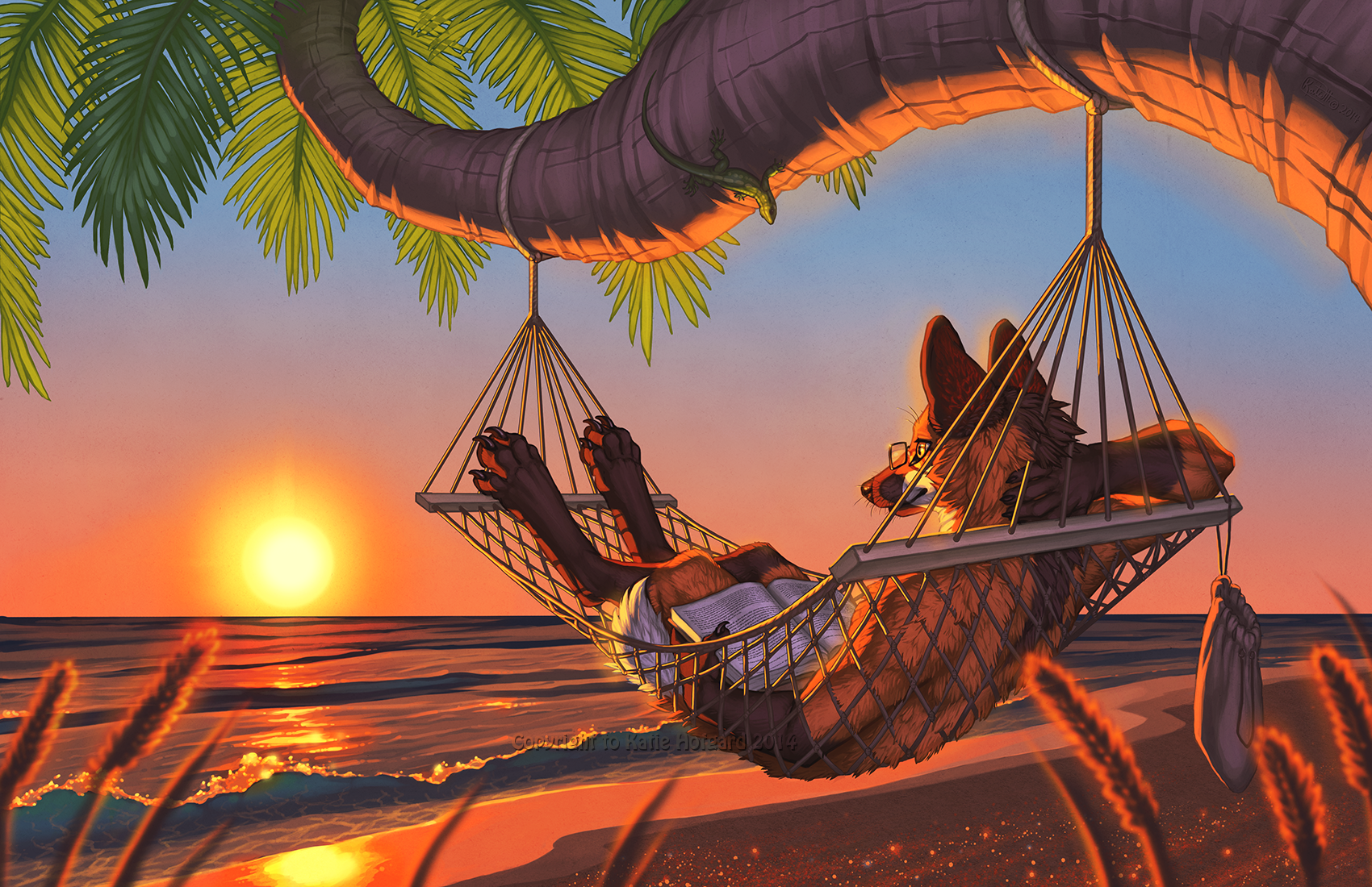 Furry Anthro Palm Trees Hammocks 1700x1100