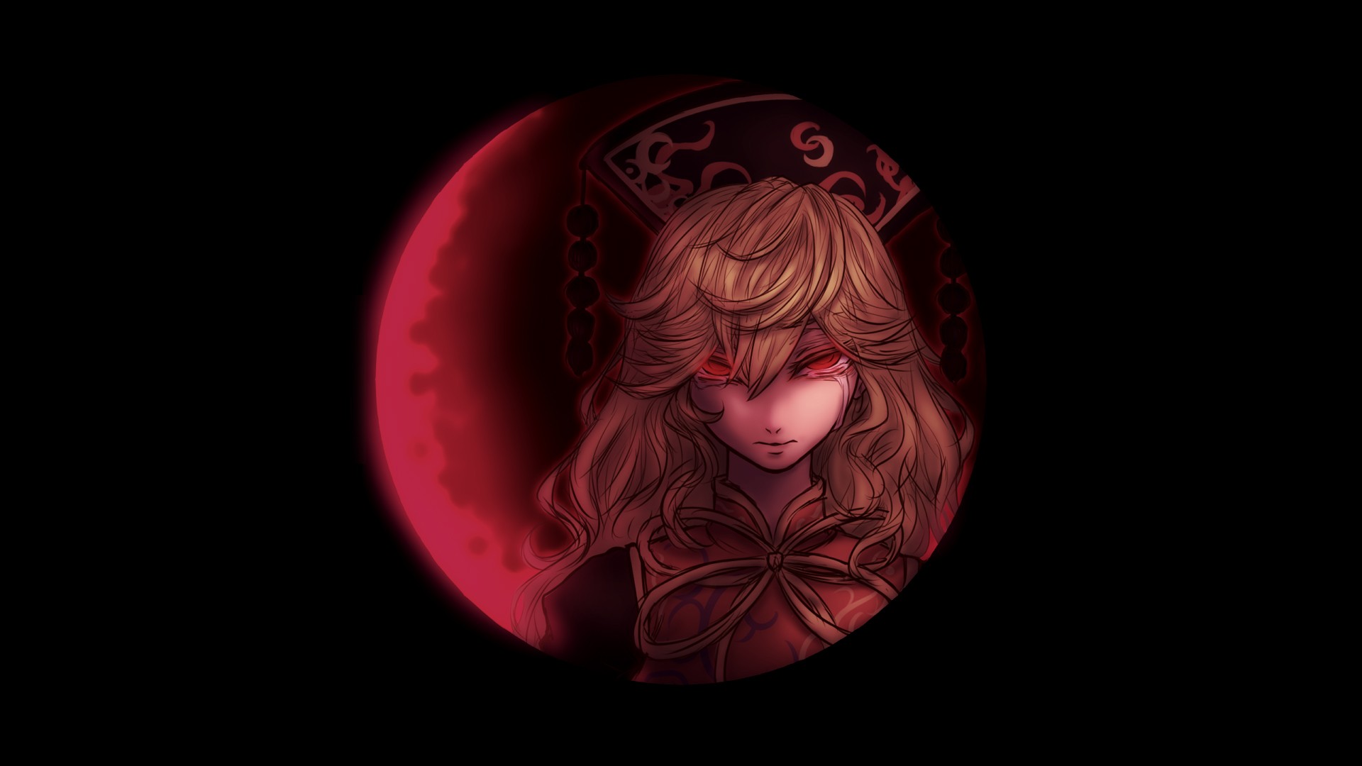 Touhou Junko Moon Red Moon Tears Crying Red Eyes 1920x1080