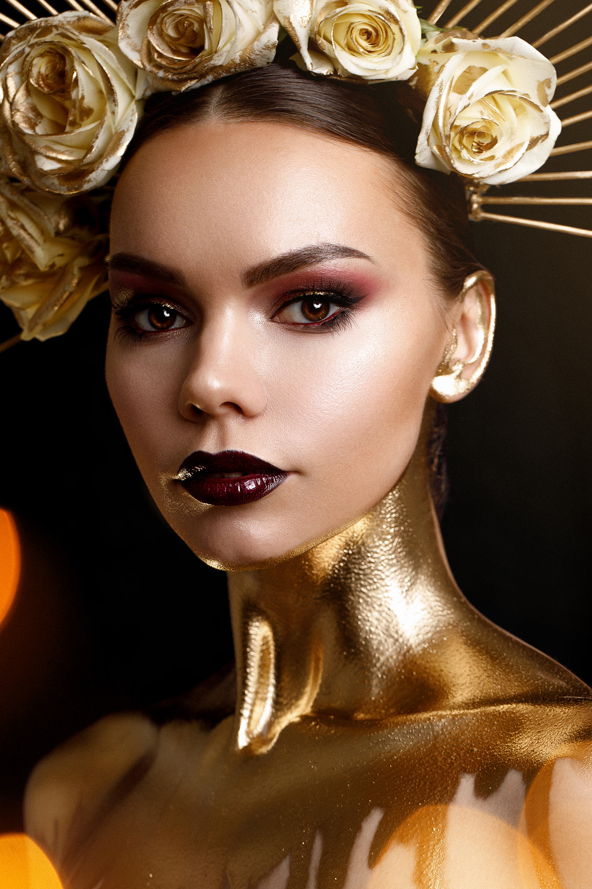 Ivan Vedernikov Women Flowers Flower In Hair Brunette Make Up Eyeshadow Lipstick Eyeliner Body Paint 1200x1800