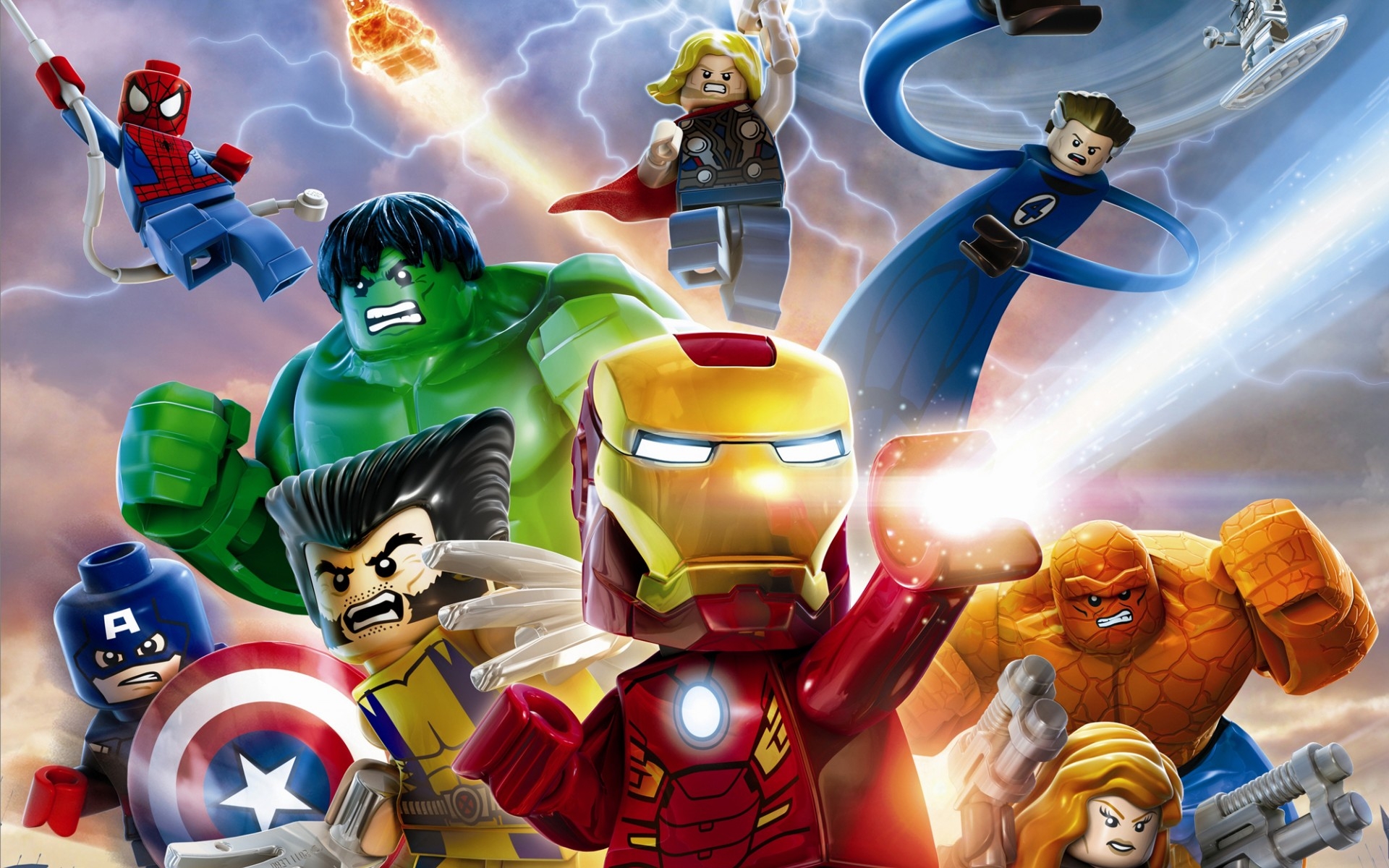 Marvel Comics Spider Man Thor Hulk Iron Man Captain America Wolverine Thing Marvel Comics Lego 1920x1200