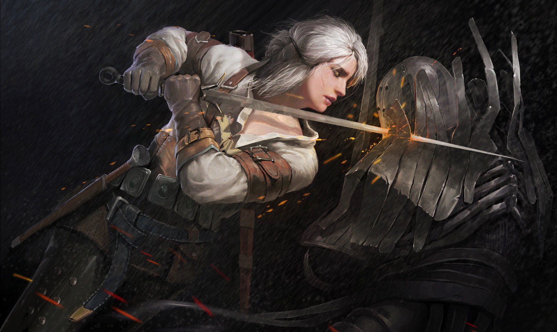 The Witcher 3 Wild Hunt Ciri The Witcher Sword Woman Warrior Armor White Hair Imlerith The Witcher 1920x1144