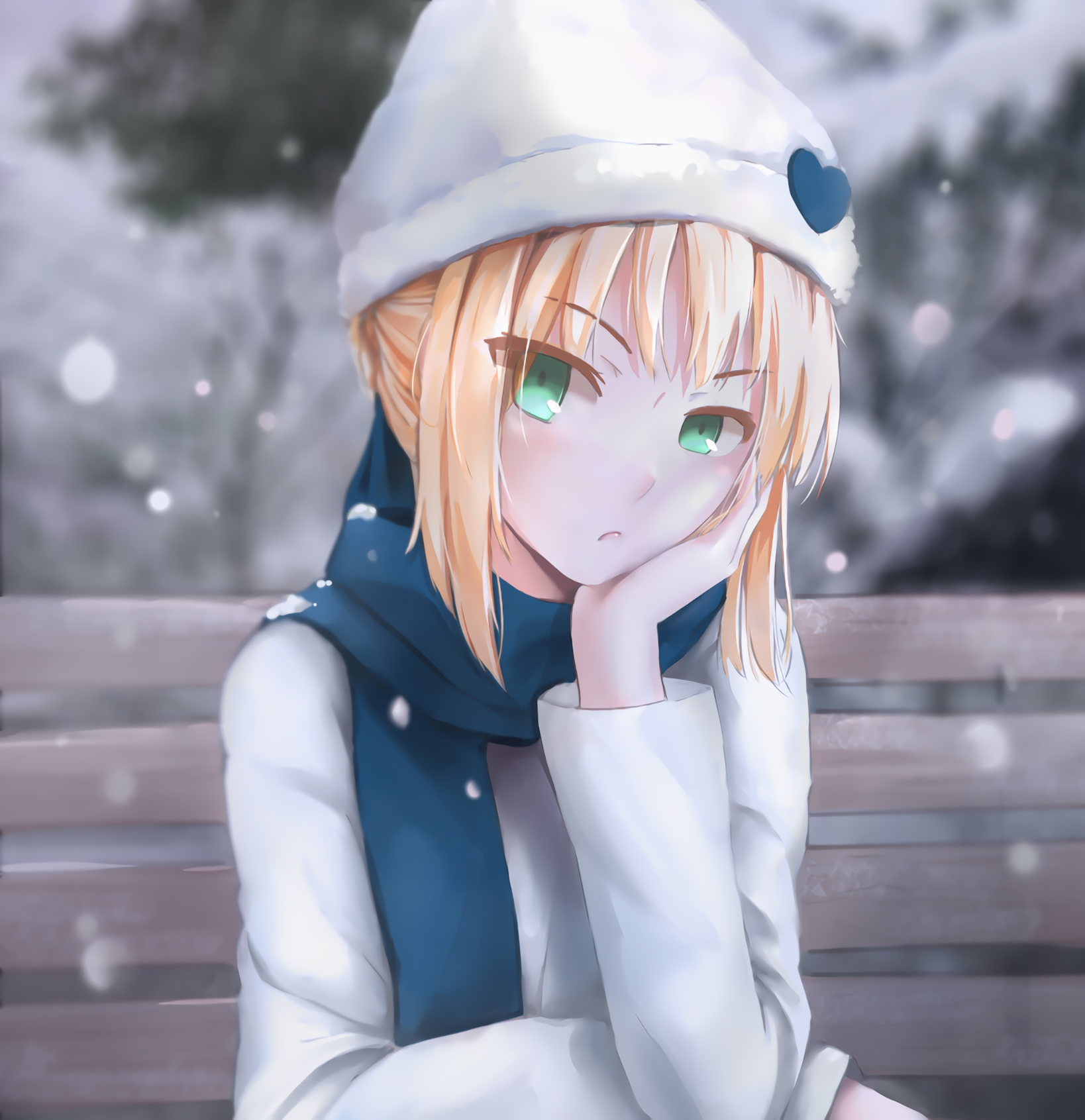Fate Series FGO Fate Stay Night Anime Girls 2D Long Hair Snowing Blond Hair Arturia Pendragon Saber  1638x1691