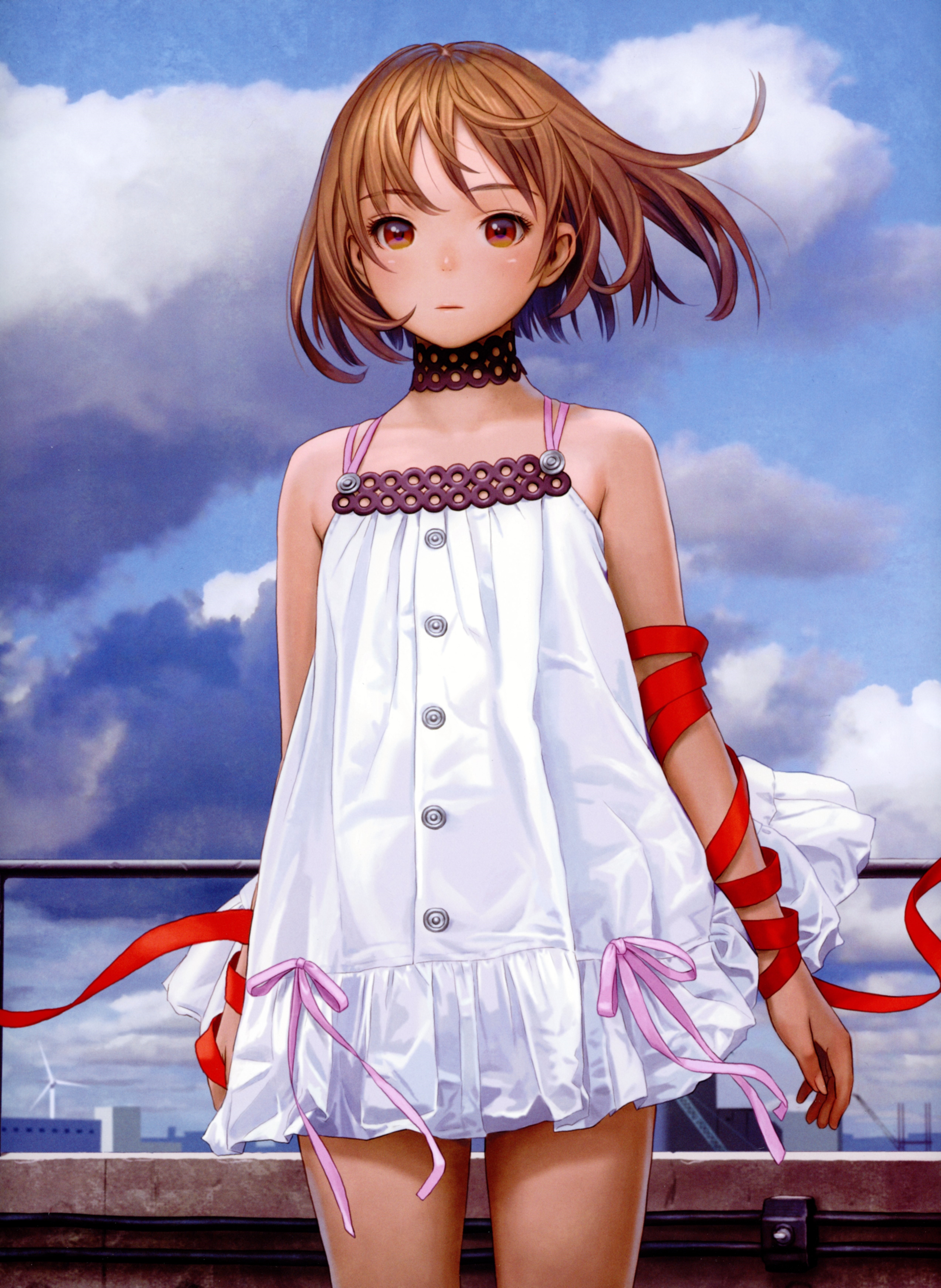Futurelog Murata Range Short Hair White Dress Anime Girls Anime 5092x6973