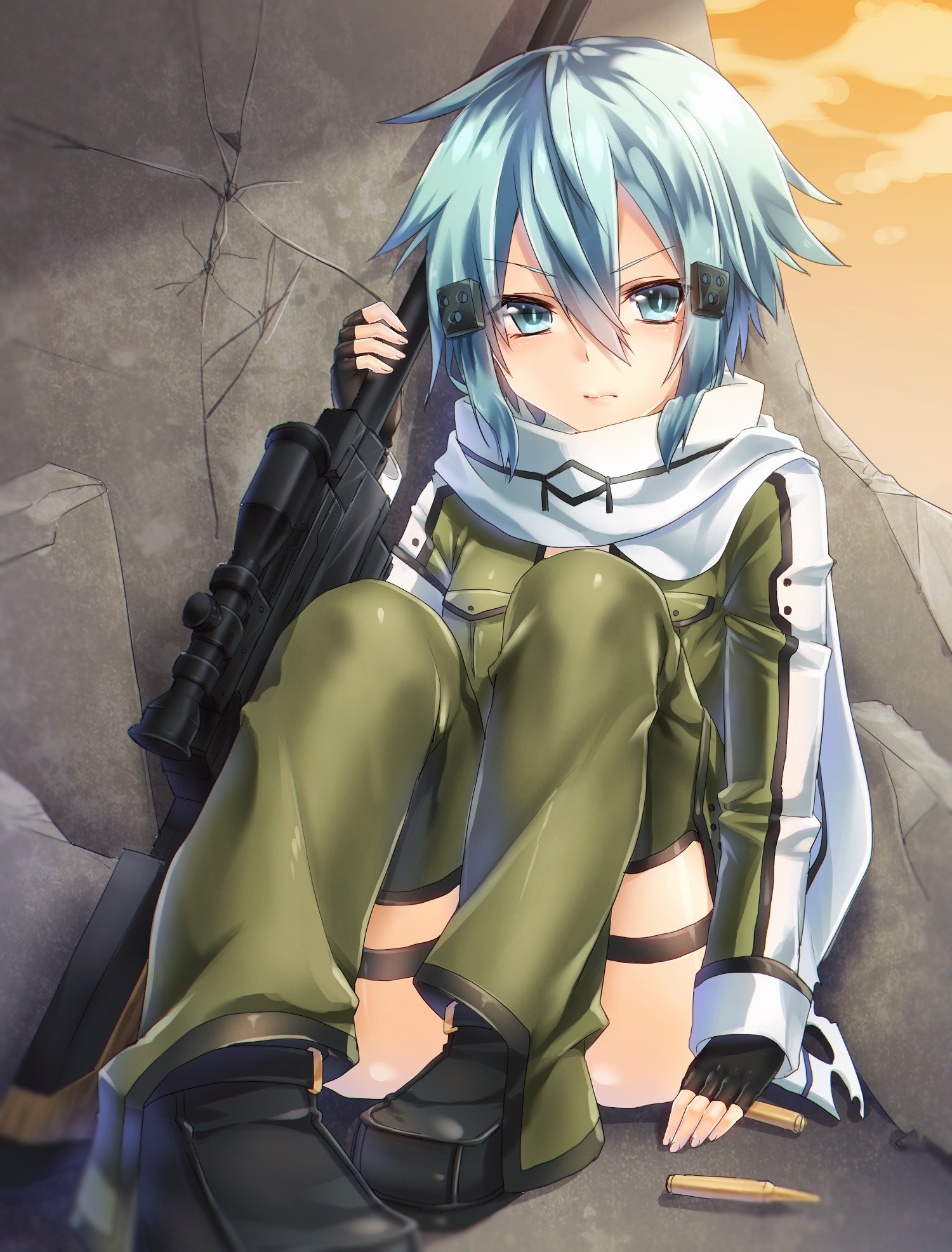 Anime Anime Girls Sword Art Online Asada Shino Gun Weapon Snipers 1500x1972