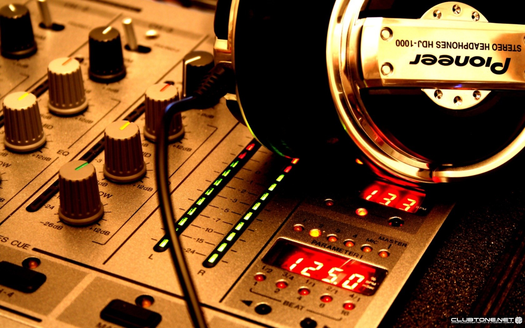 Technology Pioneer Logo Headphones DJ Audio Mixing Consoles 1680x1050