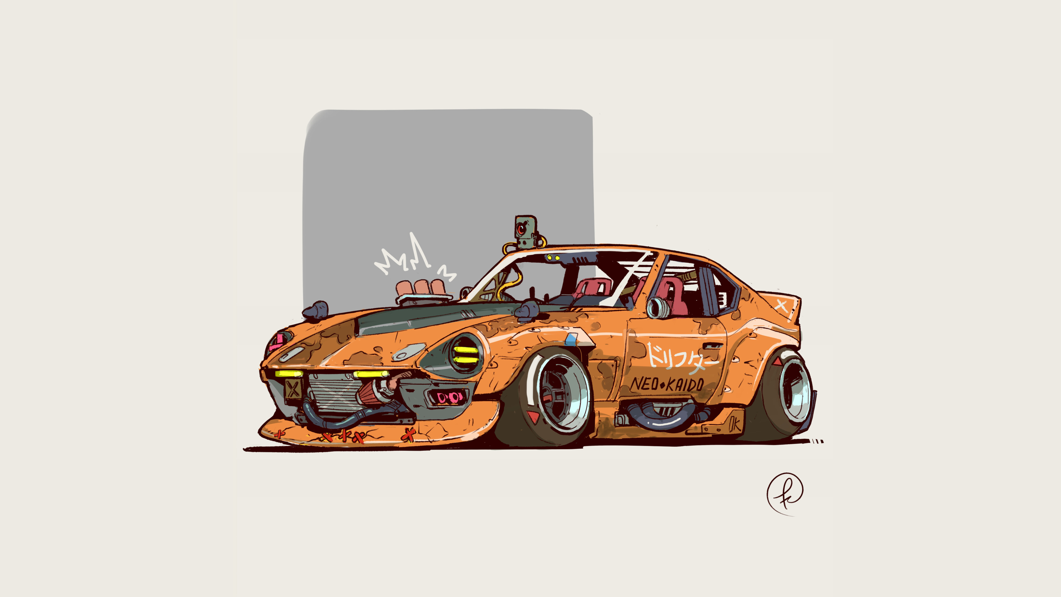 Artwork Car Concept Art Colorful Custom Made Fernando Correa Datsun 3413x1920