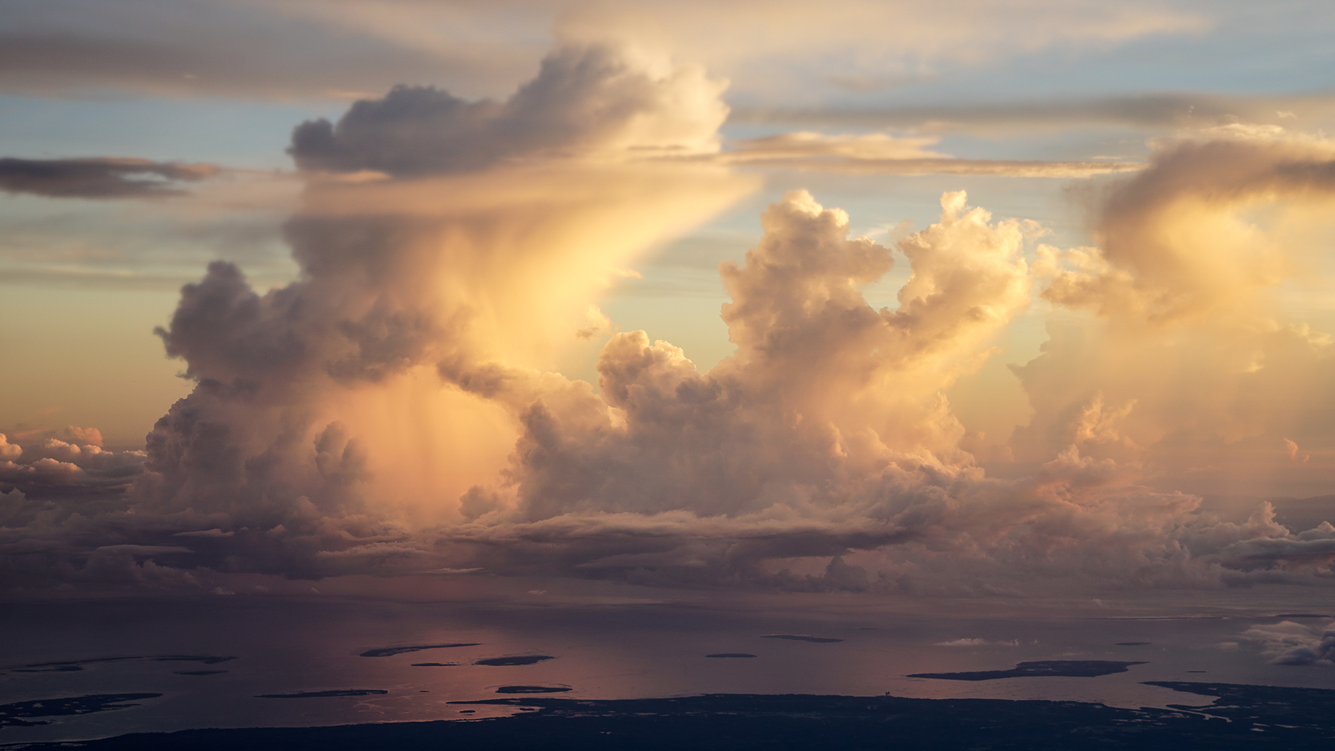 Clouds Sunrise Bohol Philippines Sea Skyscape 1920x1080