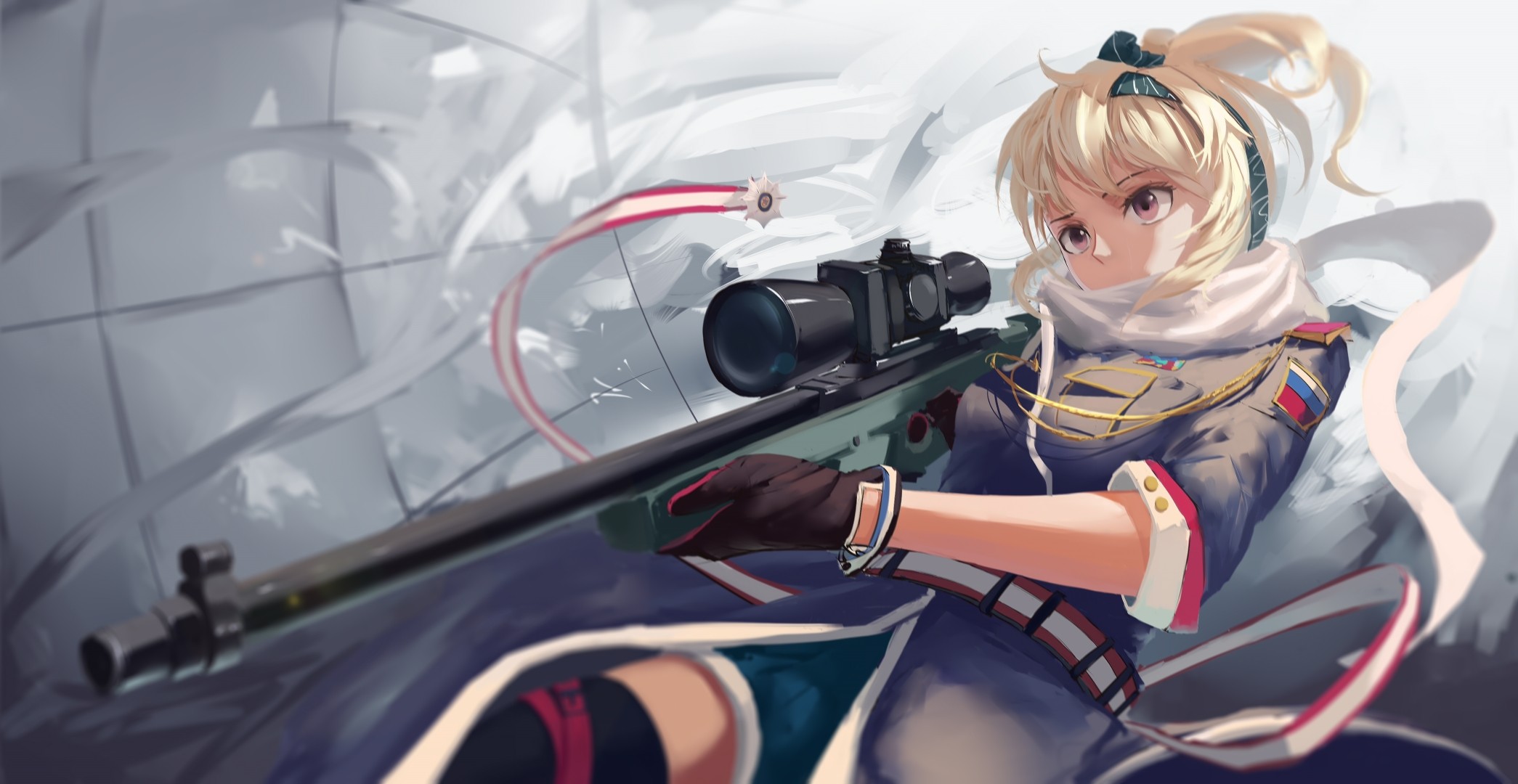 Anime Anime Girls Gun Weapon Original Characters Sniper Rifle Accuracy International AWP Girls Front 2090x1080