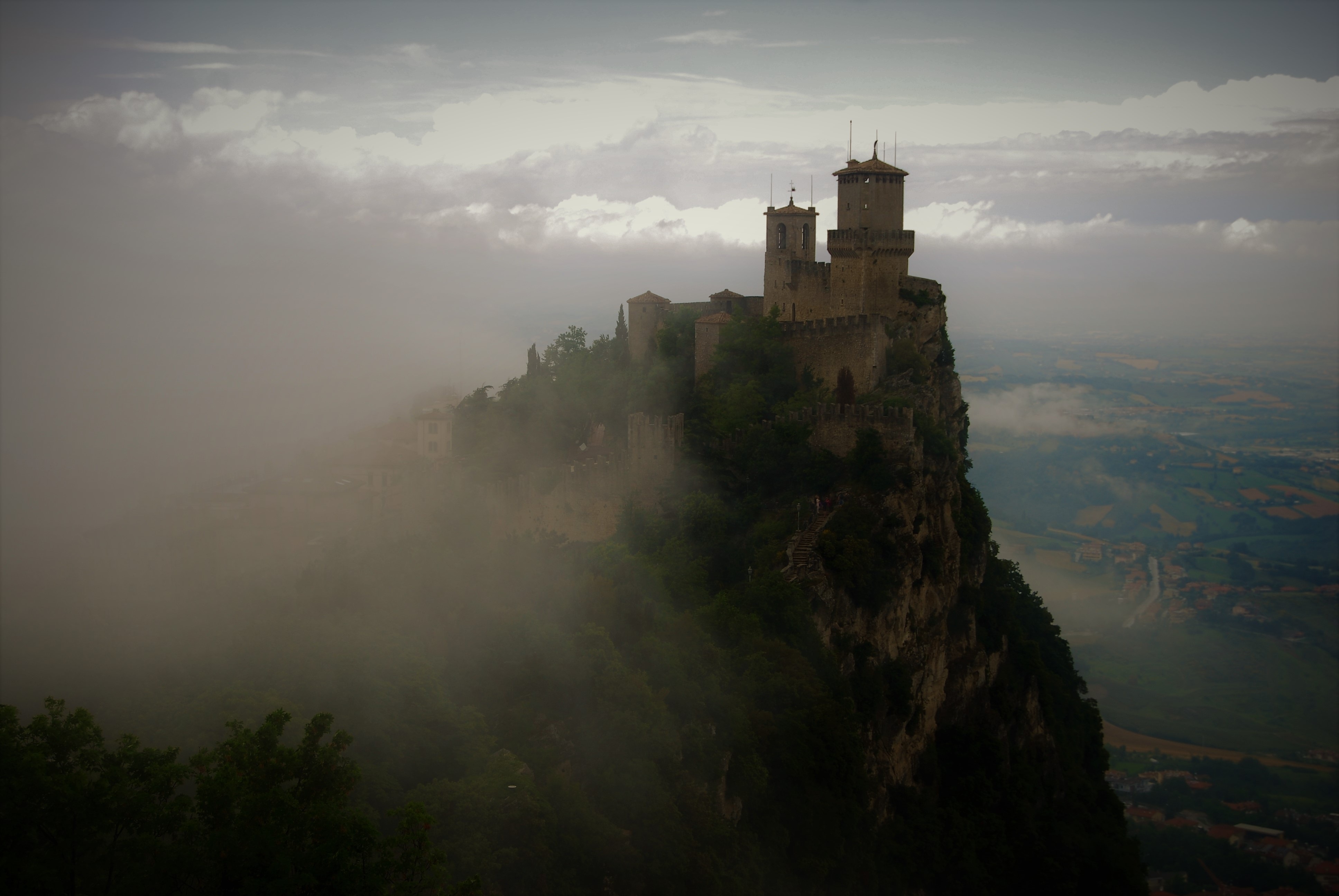 Castle Clouds Landscape Italy San Marino 3872x2592