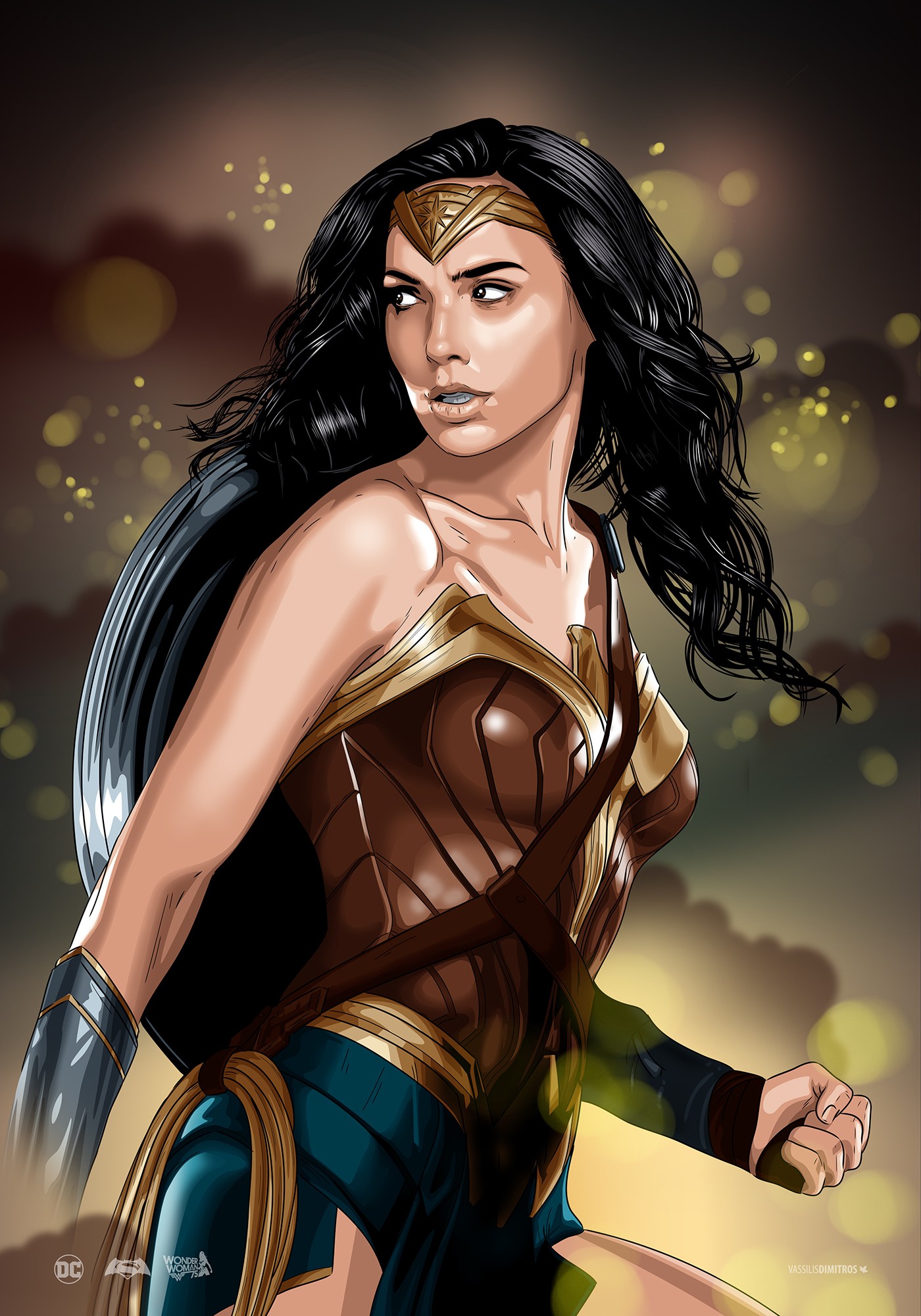 Wonder Woman Illustration Artwork DC Comics Vexel Gal Gadot 1400x2000