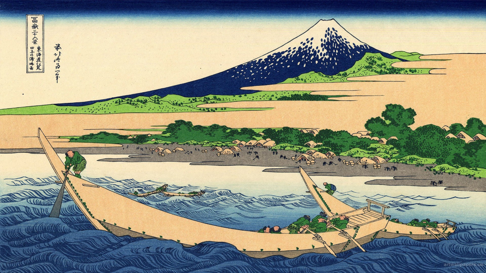 Hokusai Landscape Wood Block 1920x1080