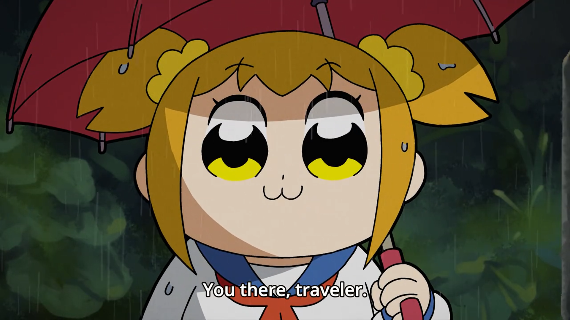 Anime Umbrella Yellow Eyes Pop Team Epic Popuko 1920x1080