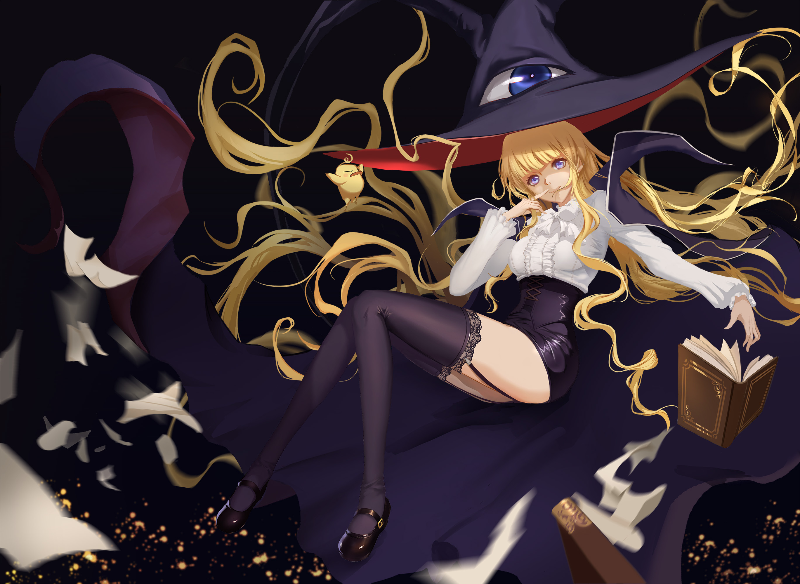 Halloween Witch Hat Blonde Lilith Thigh Highs Witch Yami To Boushi To Hon No Tabibito 2739x2000