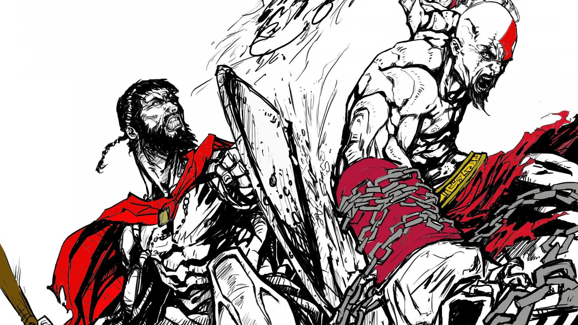 Comics 300 Leonidas Kratos Spartans God Of War 1920x1080
