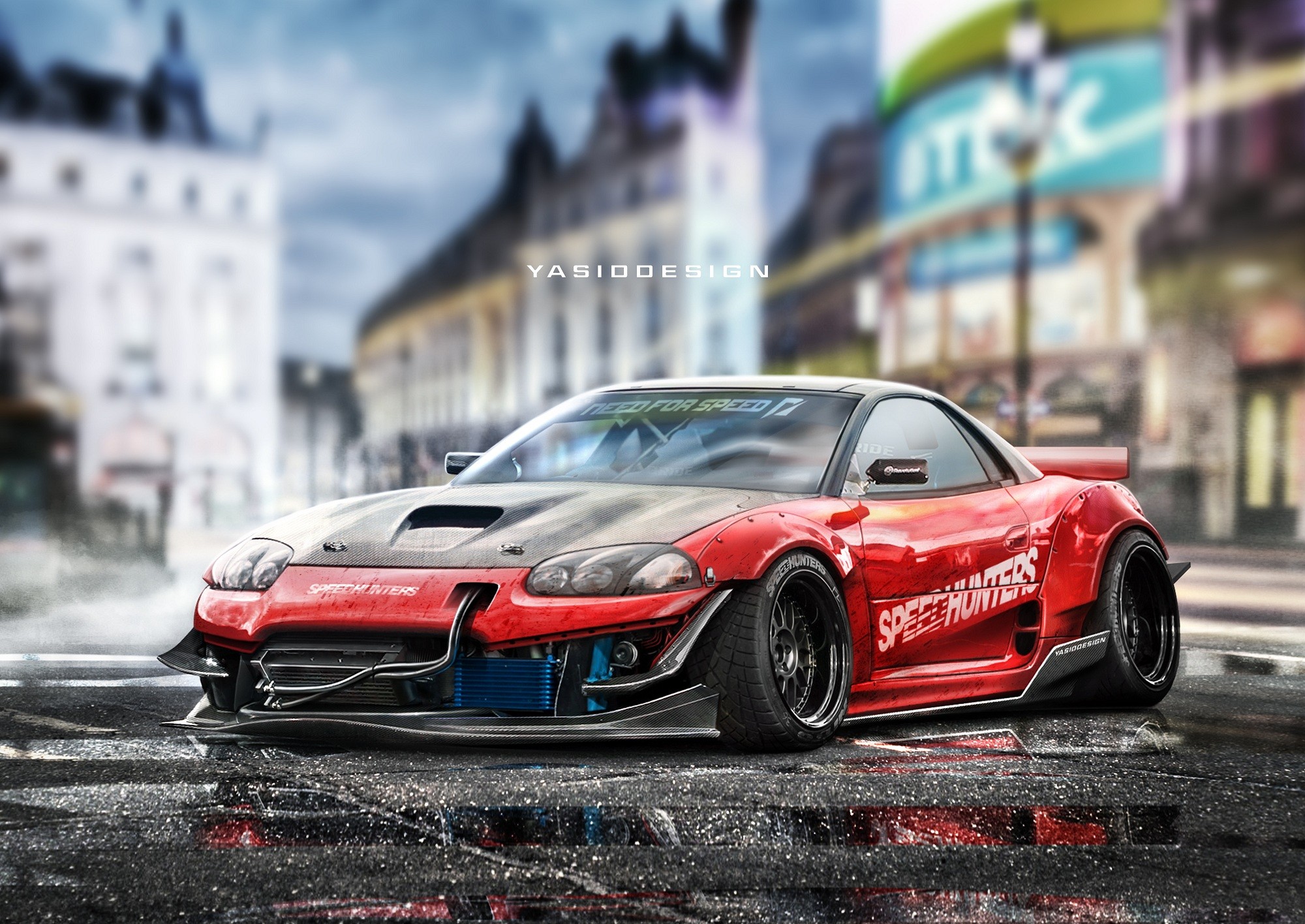 YASiDDESiGN Render Artwork Car Tuning Mitsubishi 3000GT Drift Missile Drifting Speedhunters Mitsubis 2000x1416